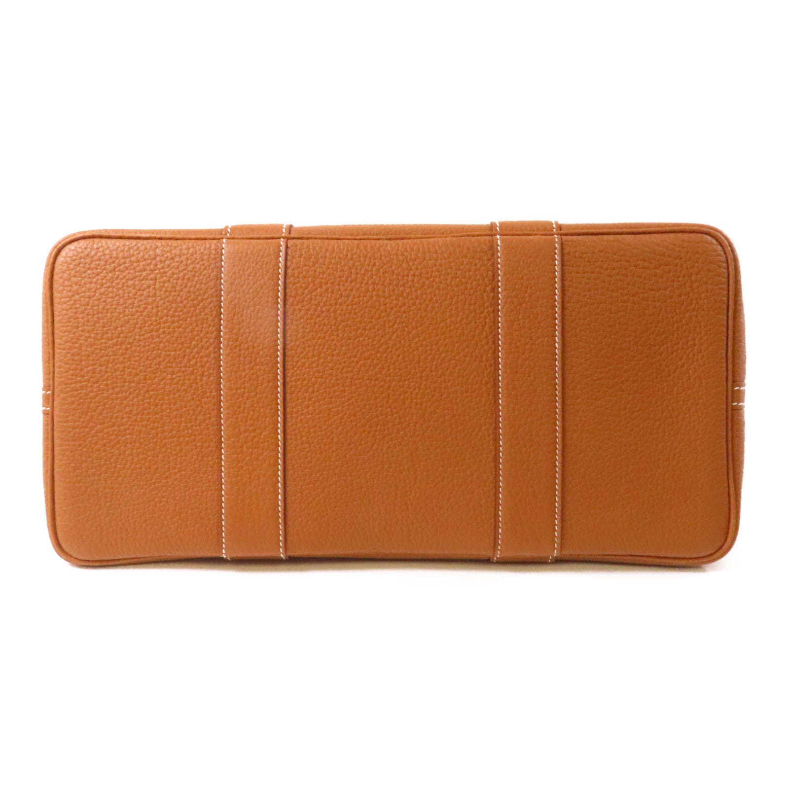 HERMES Negonda皮革Garden Party PM銀扣手挽袋經典駝色