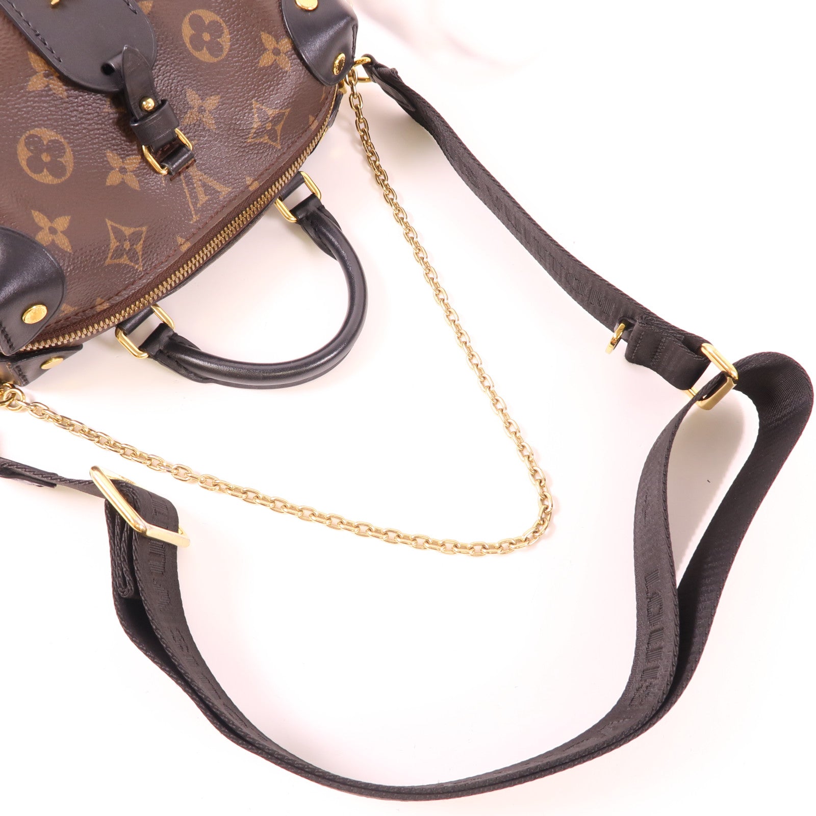 LOUIS VUITTON Monogram Petite Malle Souple金扣手挽肩背兩用袋