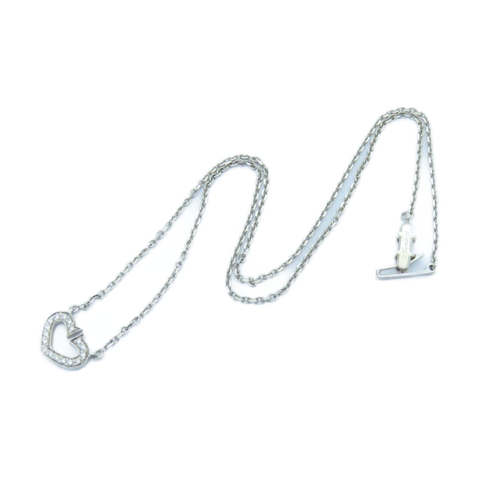 CARTIER 【激減優惠】18K白金C heart Diamond Necklace項鍊