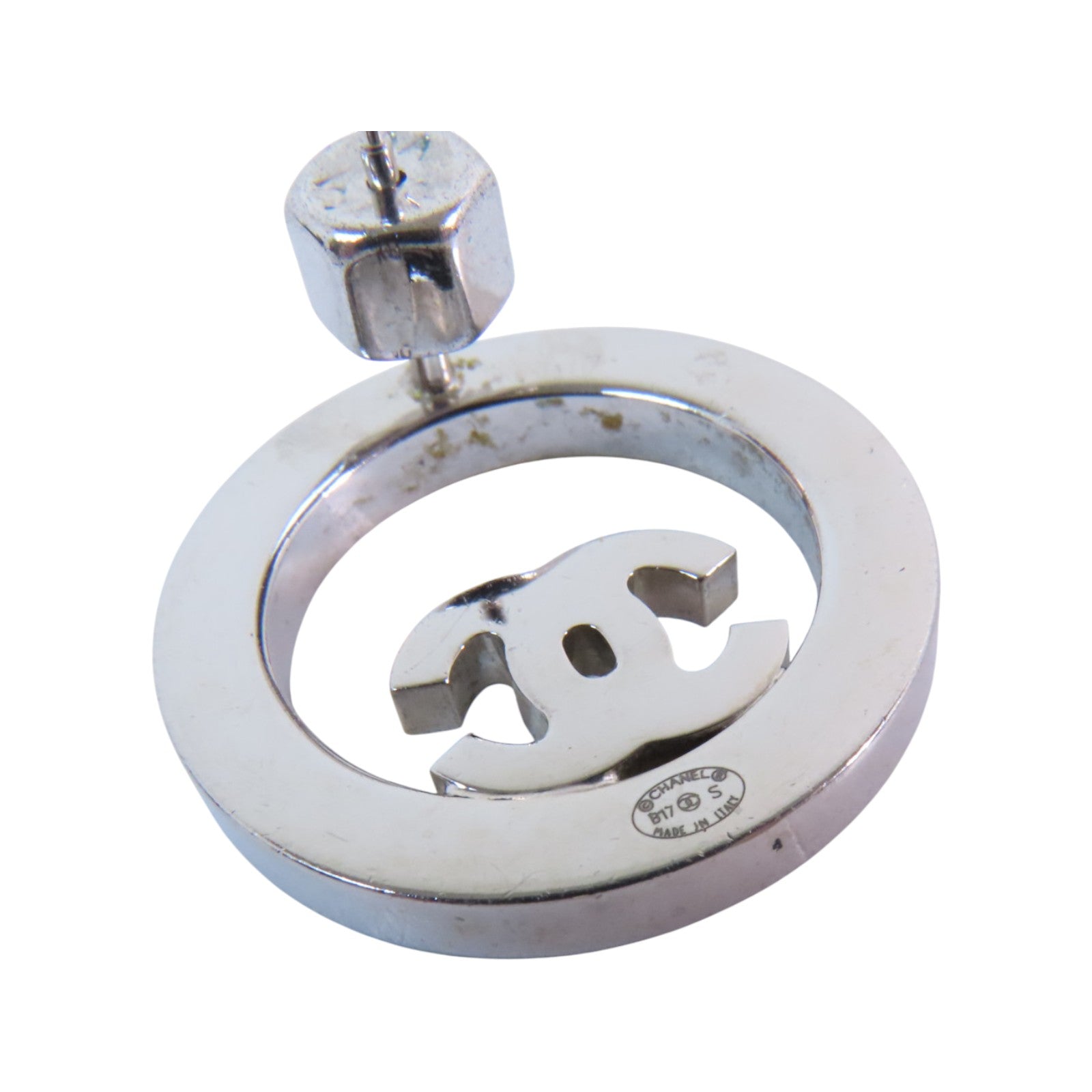 CHANEL 金屬/水鑽Earrings銀扣耳環