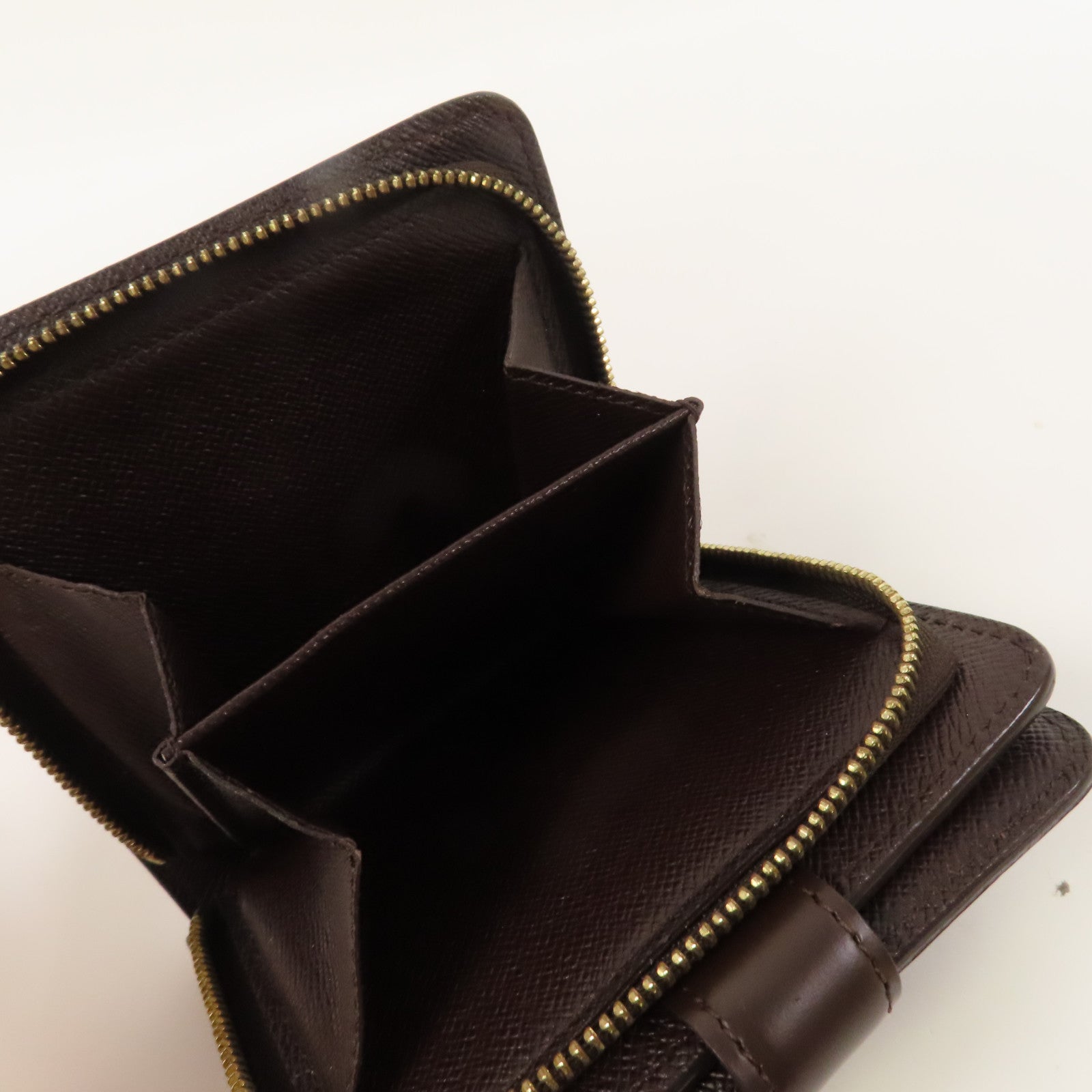 LOUIS VUITTON 【激減優惠】Damier Ebene Compact Zip Fold Wallet金扣錢包啡色