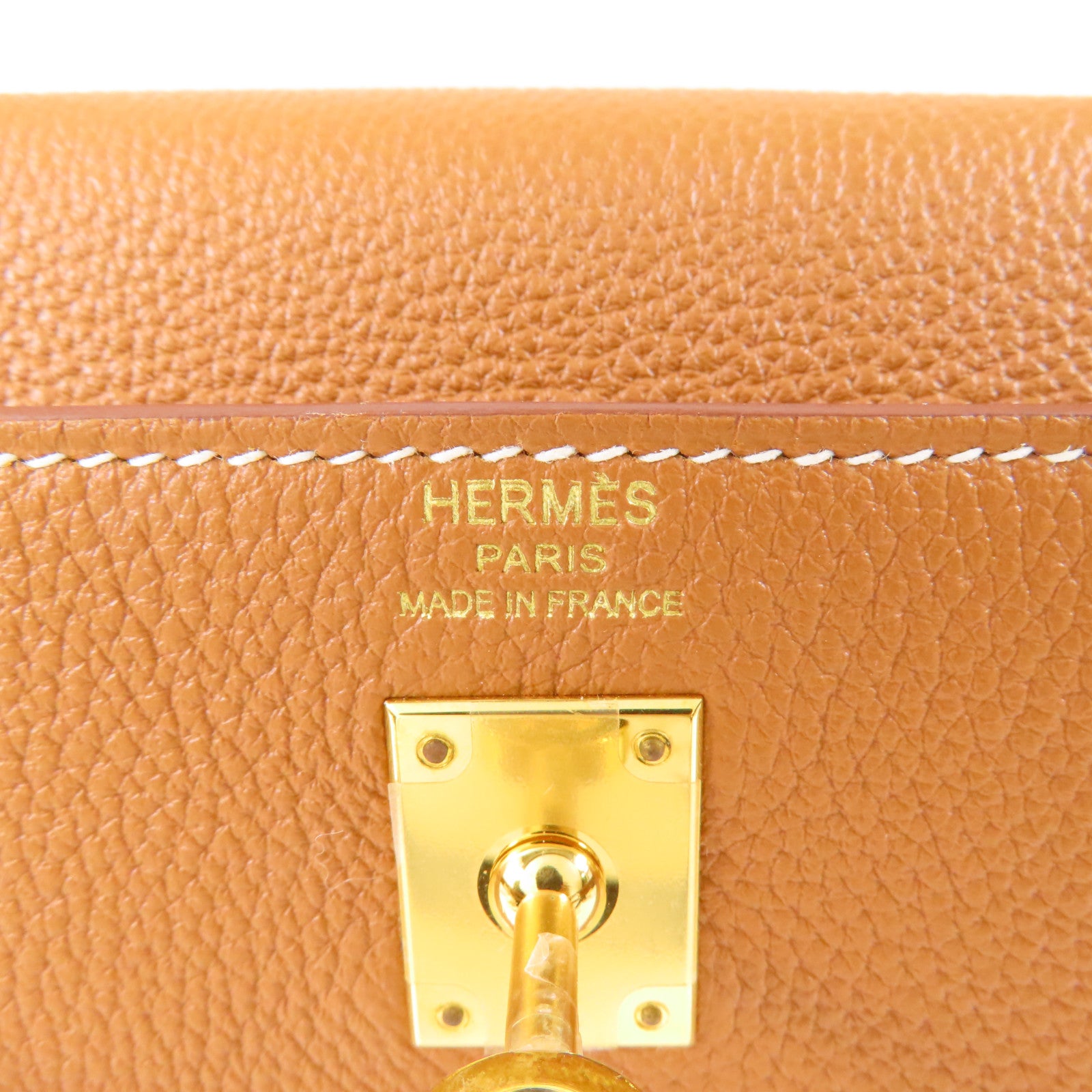 HERMES Togo皮革Kelly 25金扣手挽肩背兩用袋Gold