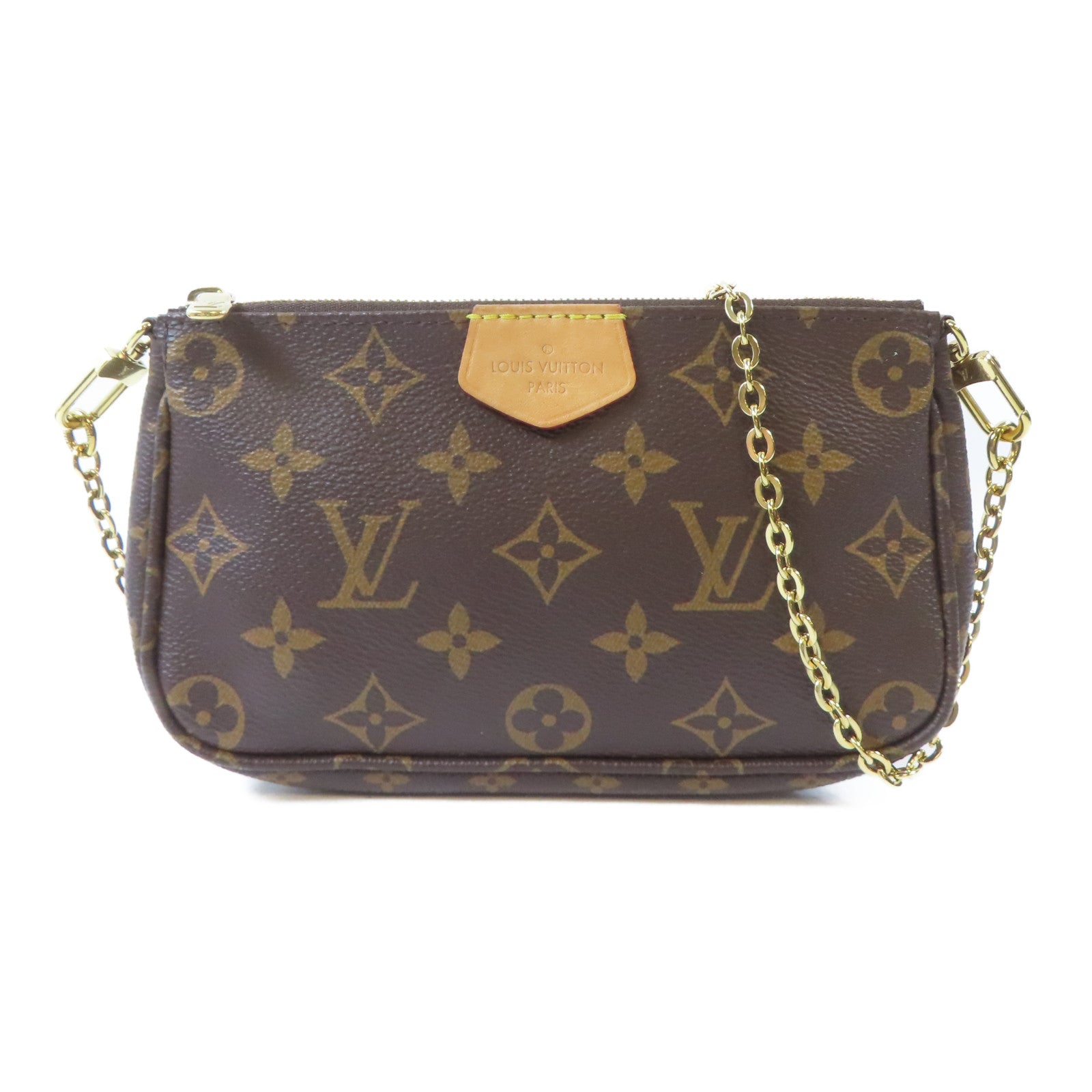 LOUIS VUITTON Monogram Multi Pochette Accessoires金扣手挽肩背兩用袋啡色