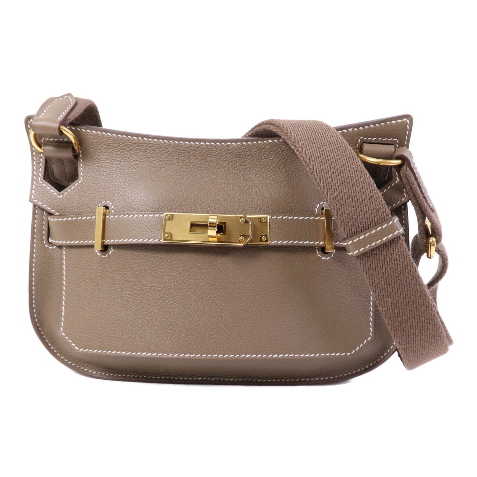 HERMES Evercolor皮革Jypsiere Mini金扣肩背袋Etoupe