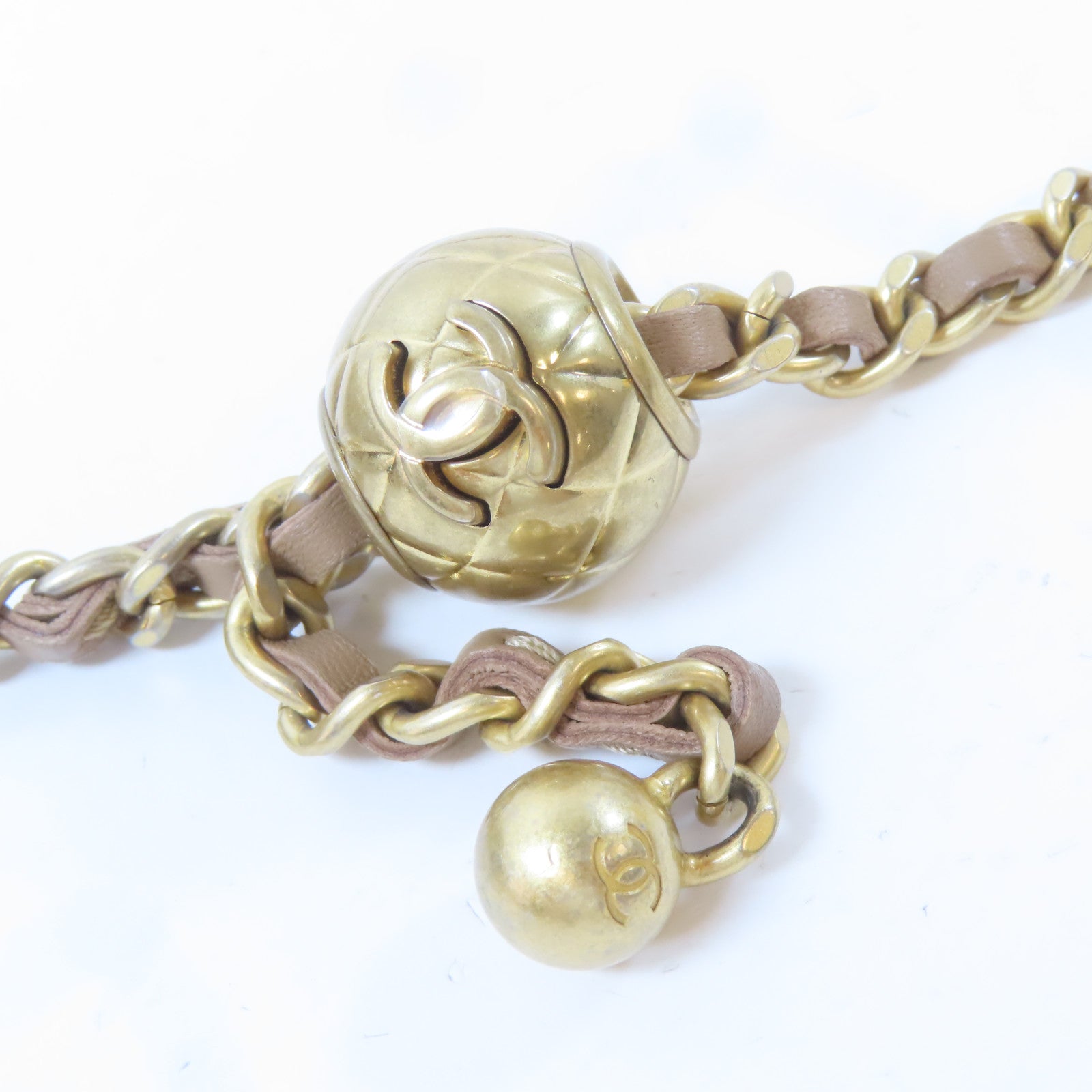 CHANEL 菱格羊皮皮革Wallet On Chain Gold Ball金扣鏈帶肩背袋