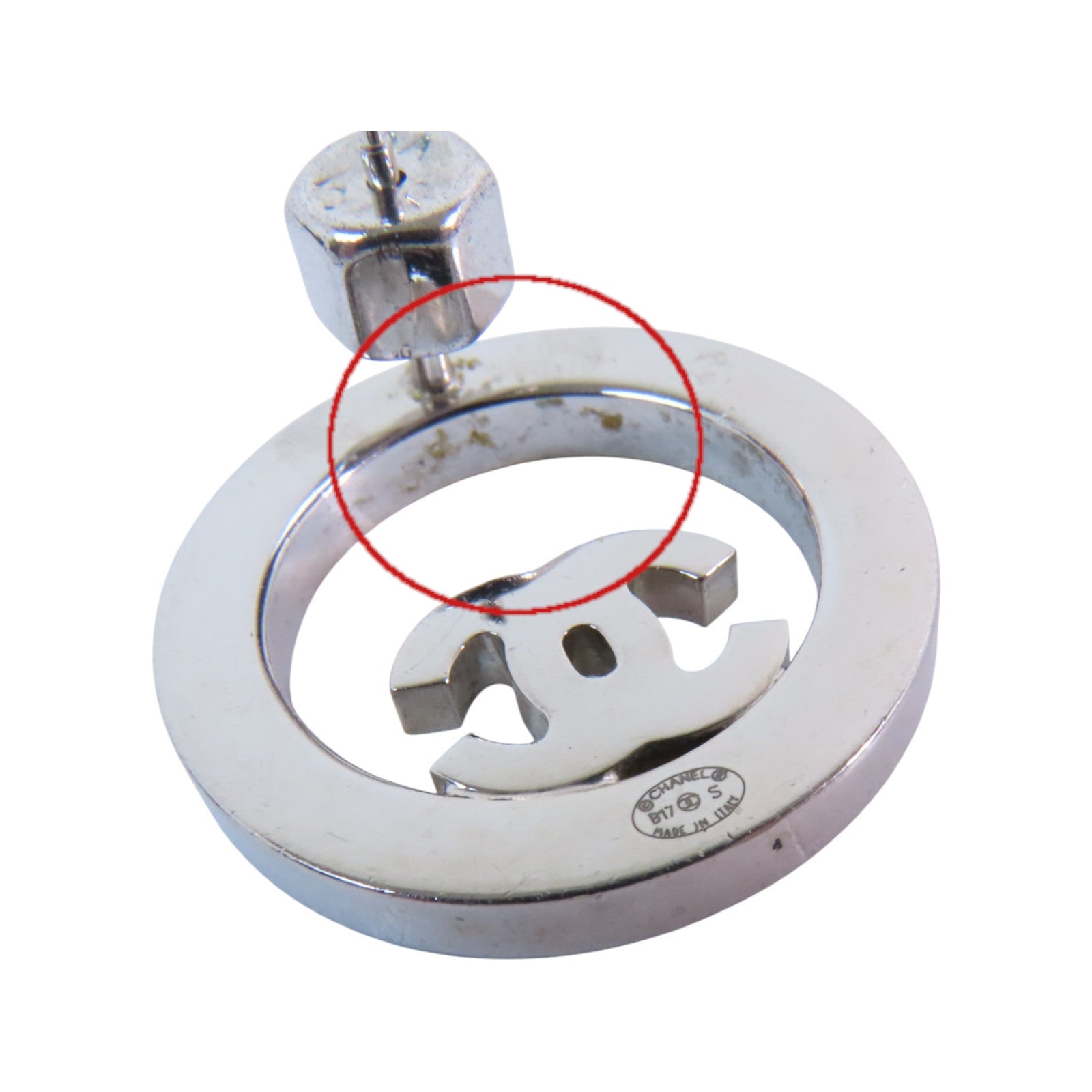 CHANEL 金屬/水鑽Earrings銀扣耳環