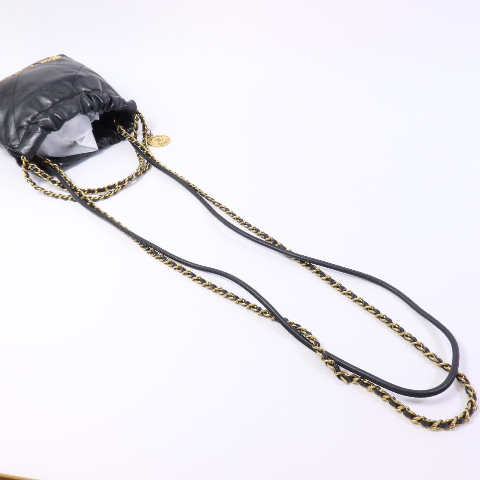 CHANEL 牛皮皮革C22 Mini金扣鏈帶肩背袋