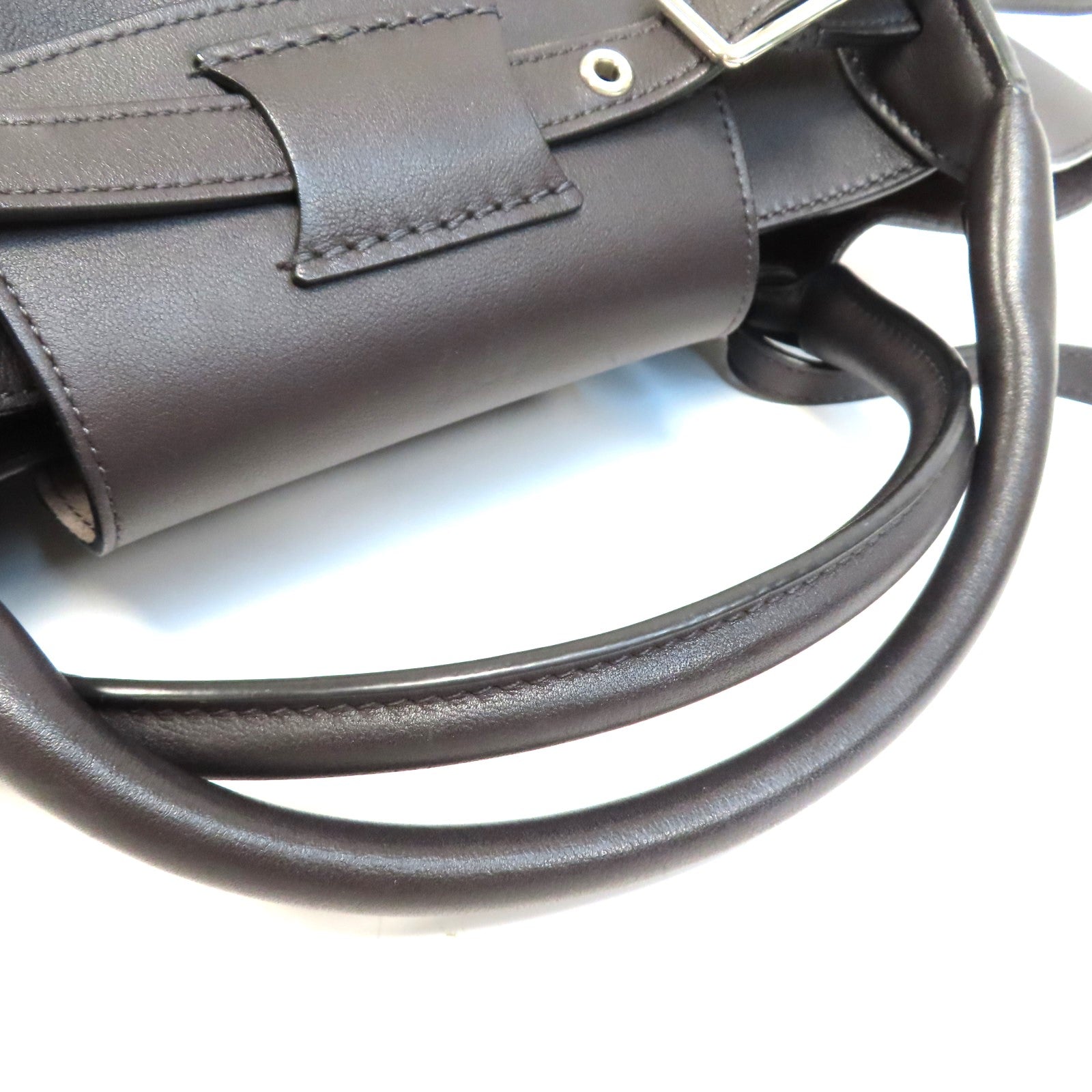 CELINE 牛皮皮革Big Bag銀扣手挽肩背兩用袋深啡色