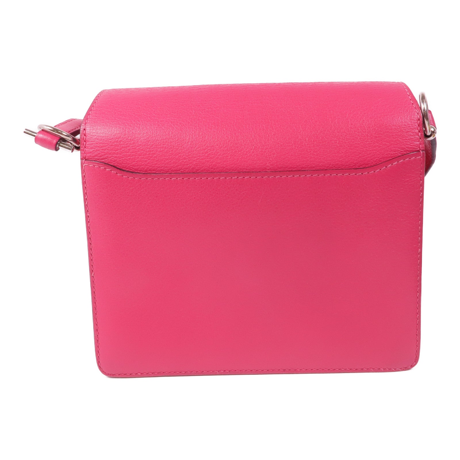 HERMES Evercolor/鱷魚皮革Mini Roulis Touch銀扣手挽肩背兩用袋Rose Mexico