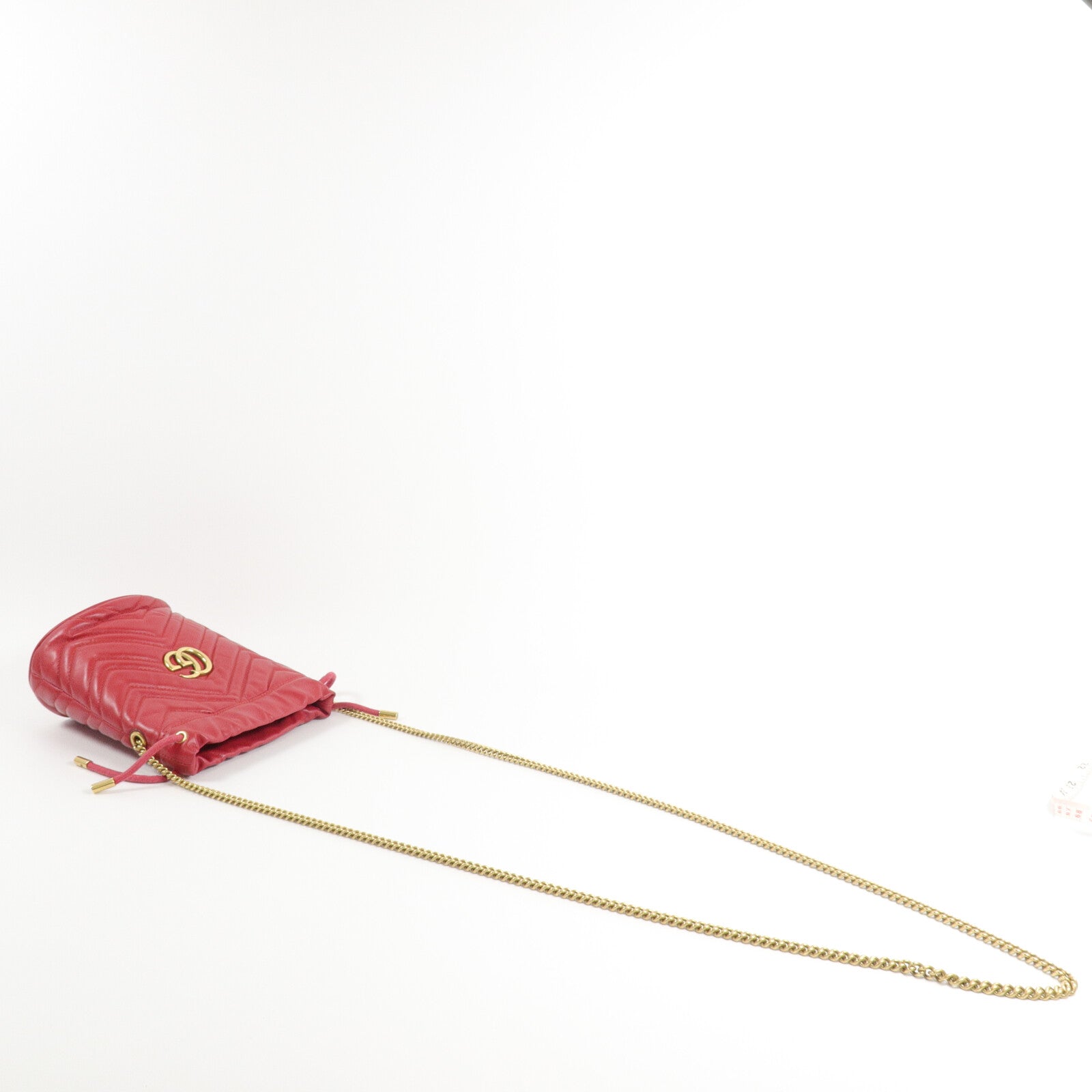 GUCCI 牛皮皮革GG Marmont Mini Bucket鏈帶肩背袋