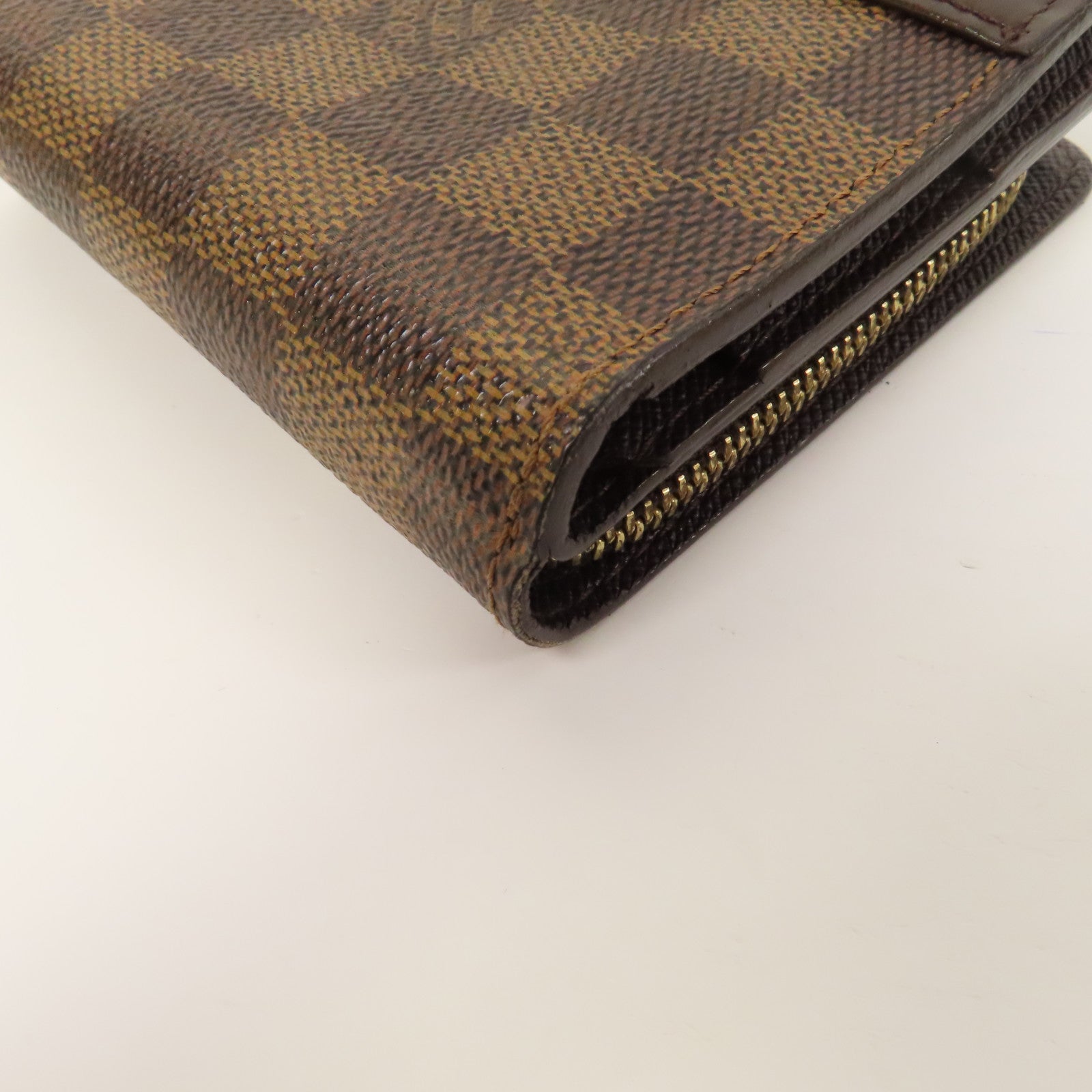LOUIS VUITTON 【激減優惠】Damier Ebene Compact Zip Fold Wallet金扣錢包啡色