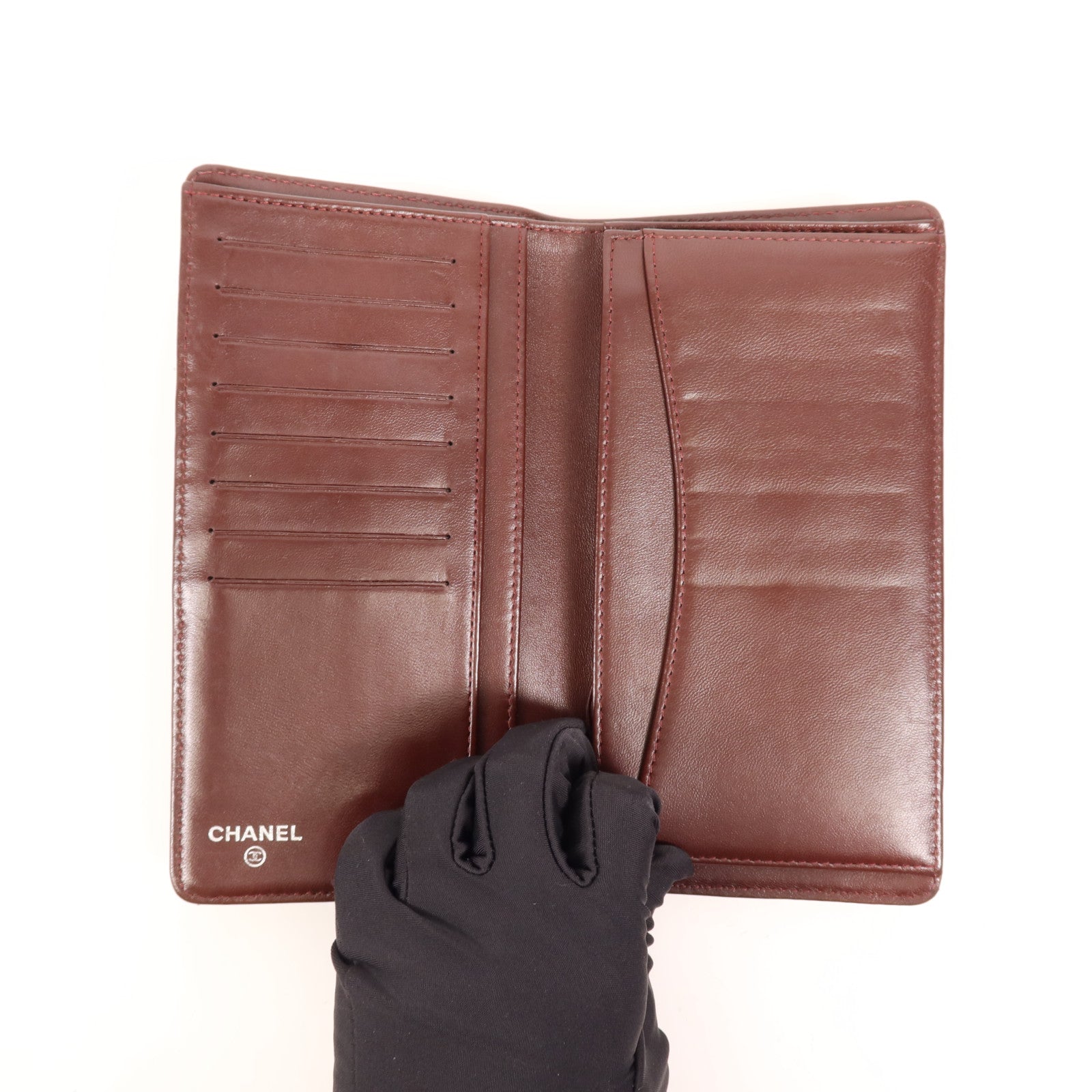 CHANEL 羊皮皮革Long Wallet銀扣長錢包