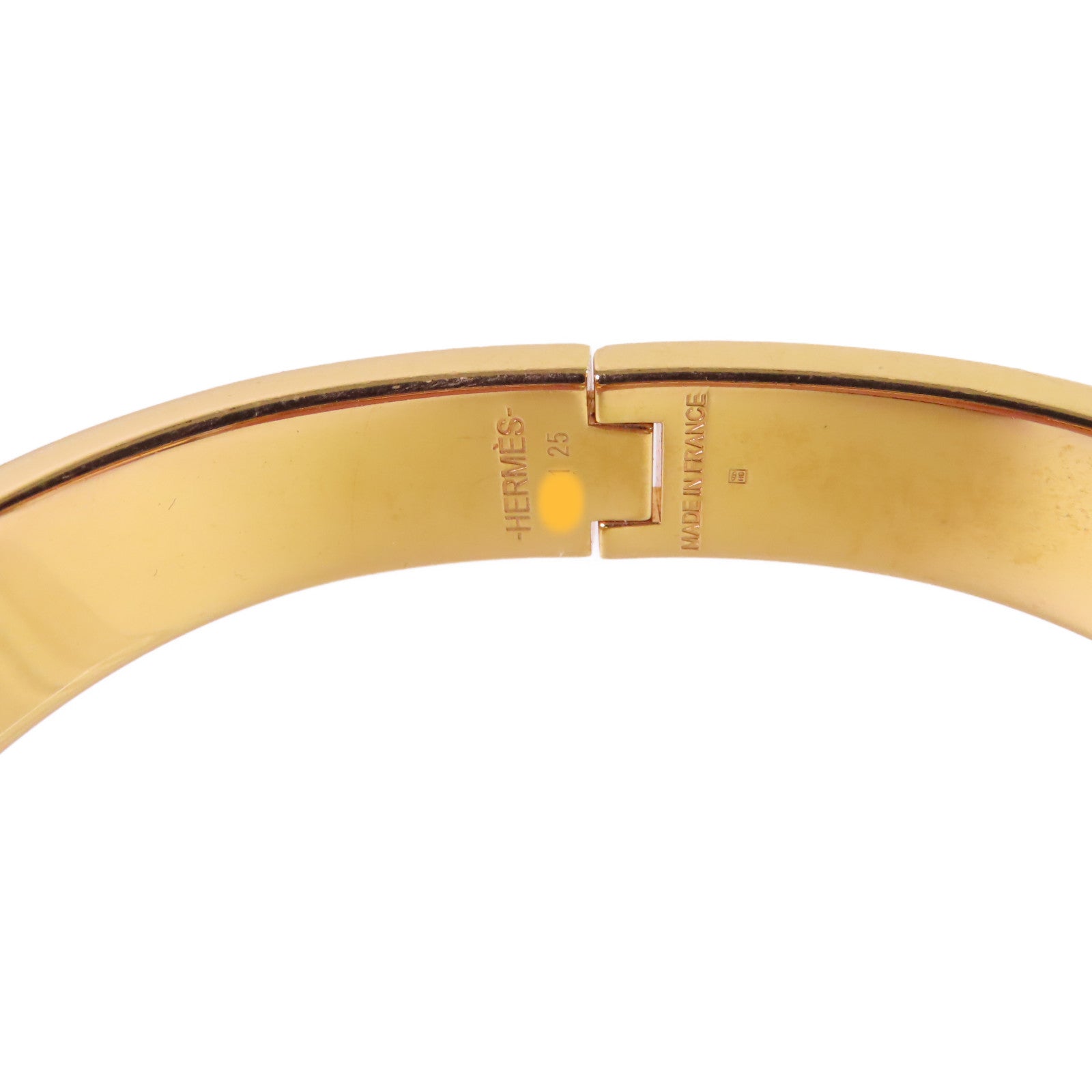 HERMES 金屬/琺瑯Clic H Bracelet金扣手鐲白色/金色