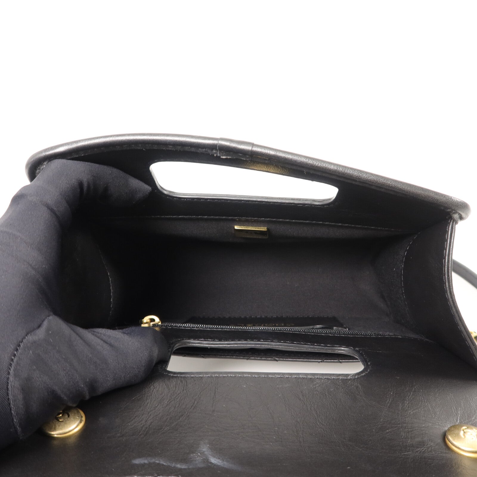 CHANEL 牛皮皮革Mini Flap鏈帶手挽肩背兩用袋