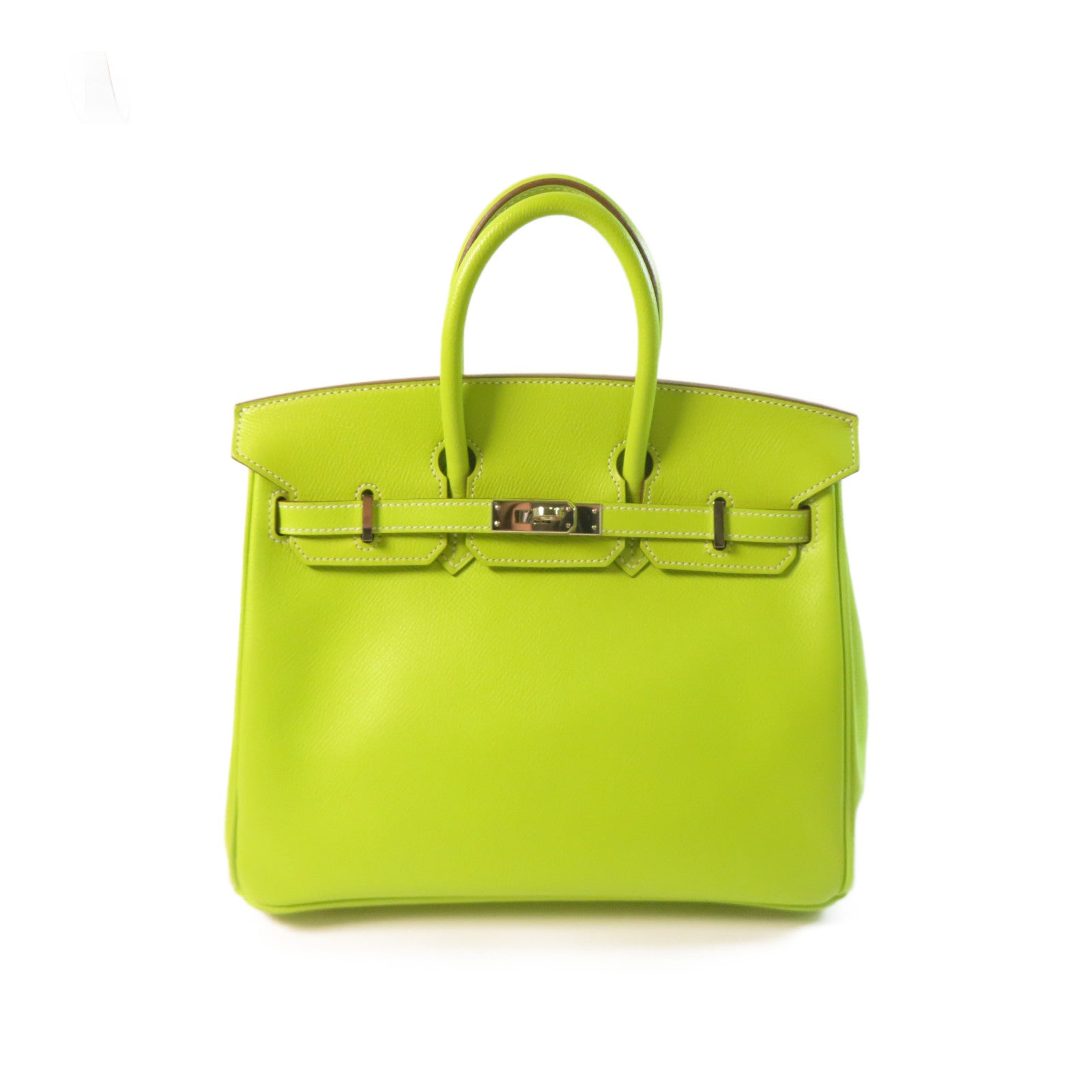 HERMES 【激減優惠】Epsom皮革Birkin 25 Candy銀扣手挽袋綠色