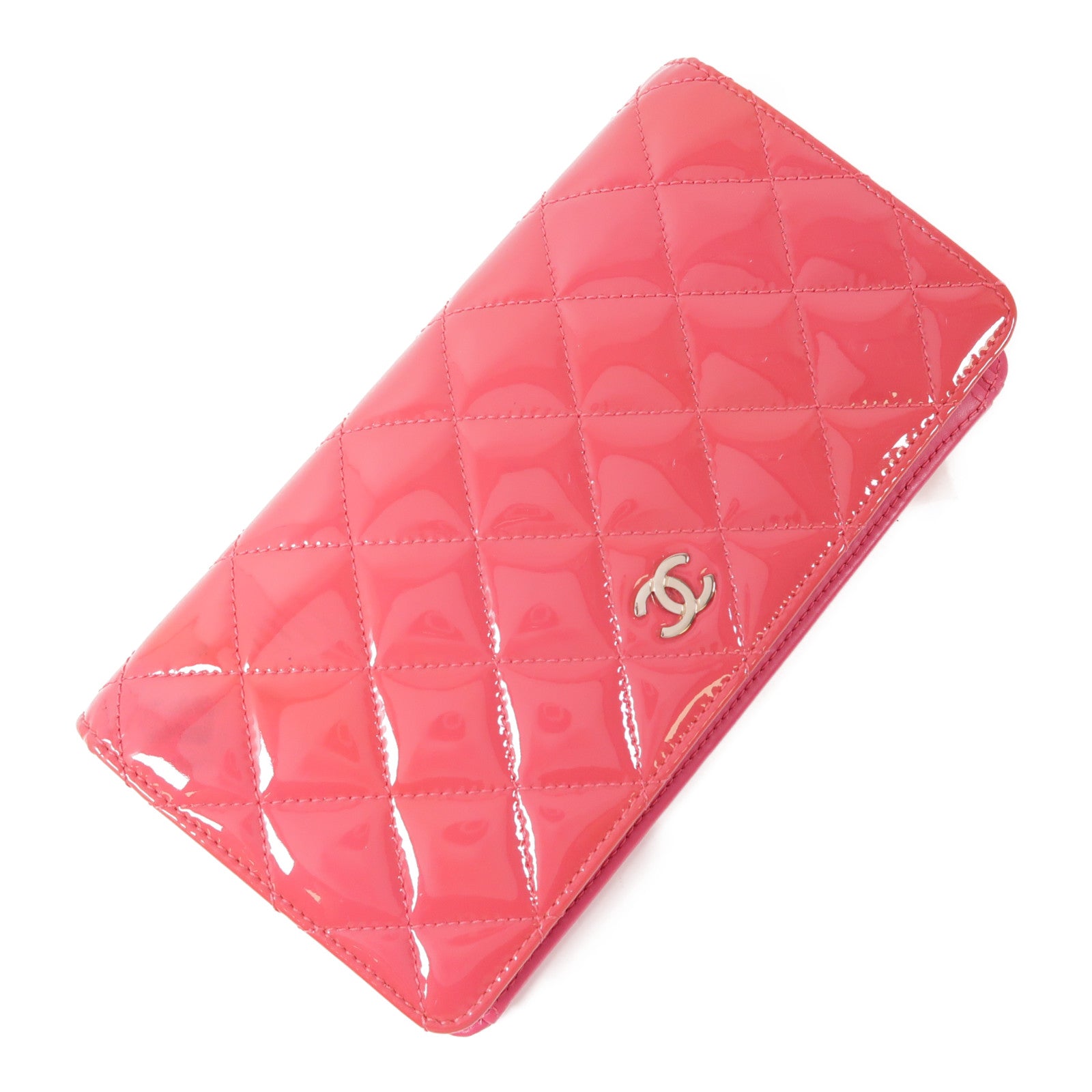 CHANEL 漆皮皮革Long Wallet銀扣長錢包
