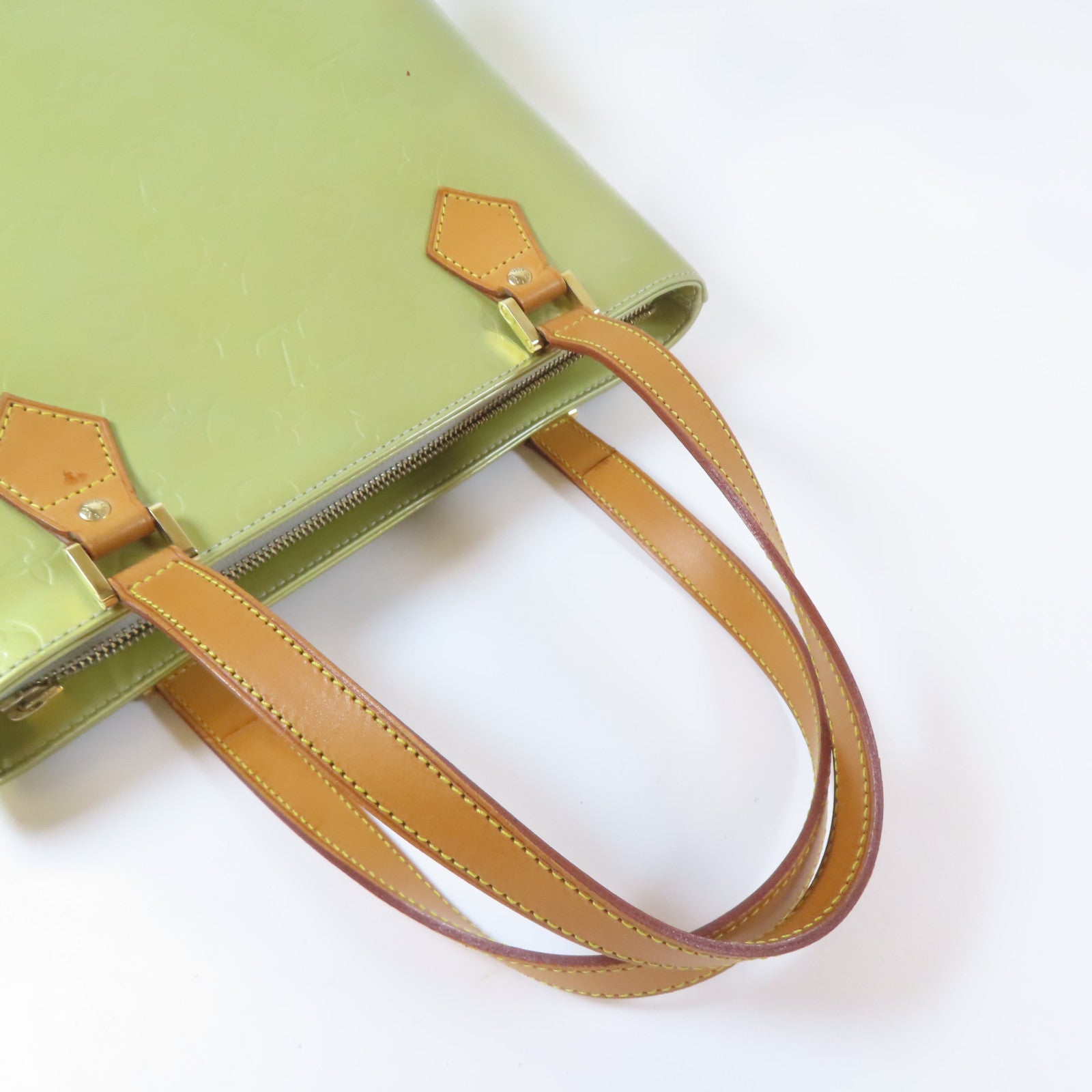LOUIS VUITTON Vernis Huston金扣手挽袋綠色