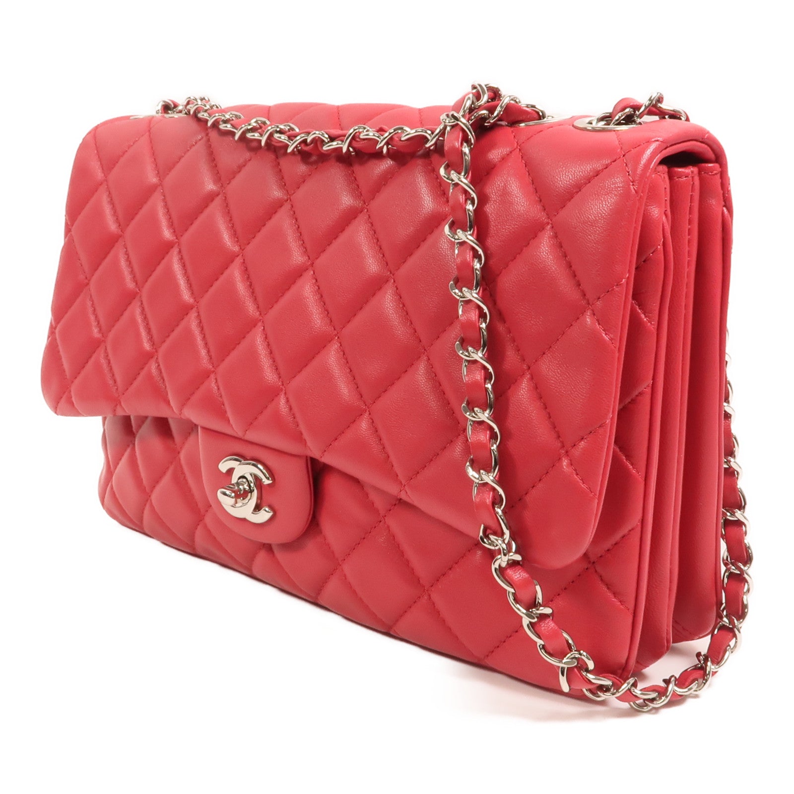 CHANEL 羊皮皮革Chain Shoulder Bag銀扣鏈帶肩背袋