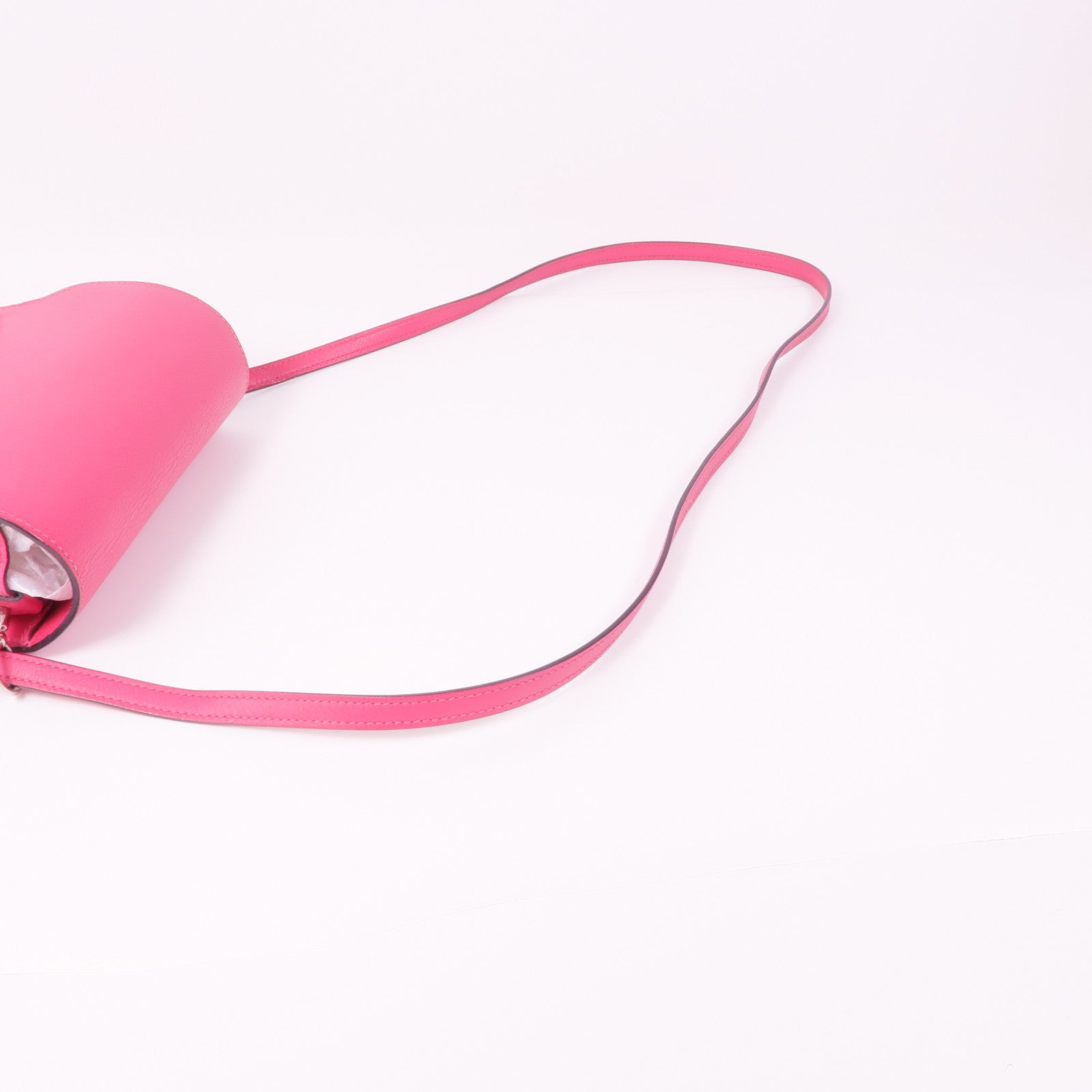 HERMES Evercolor/鱷魚皮革Mini Roulis Touch銀扣手挽肩背兩用袋Rose Mexico