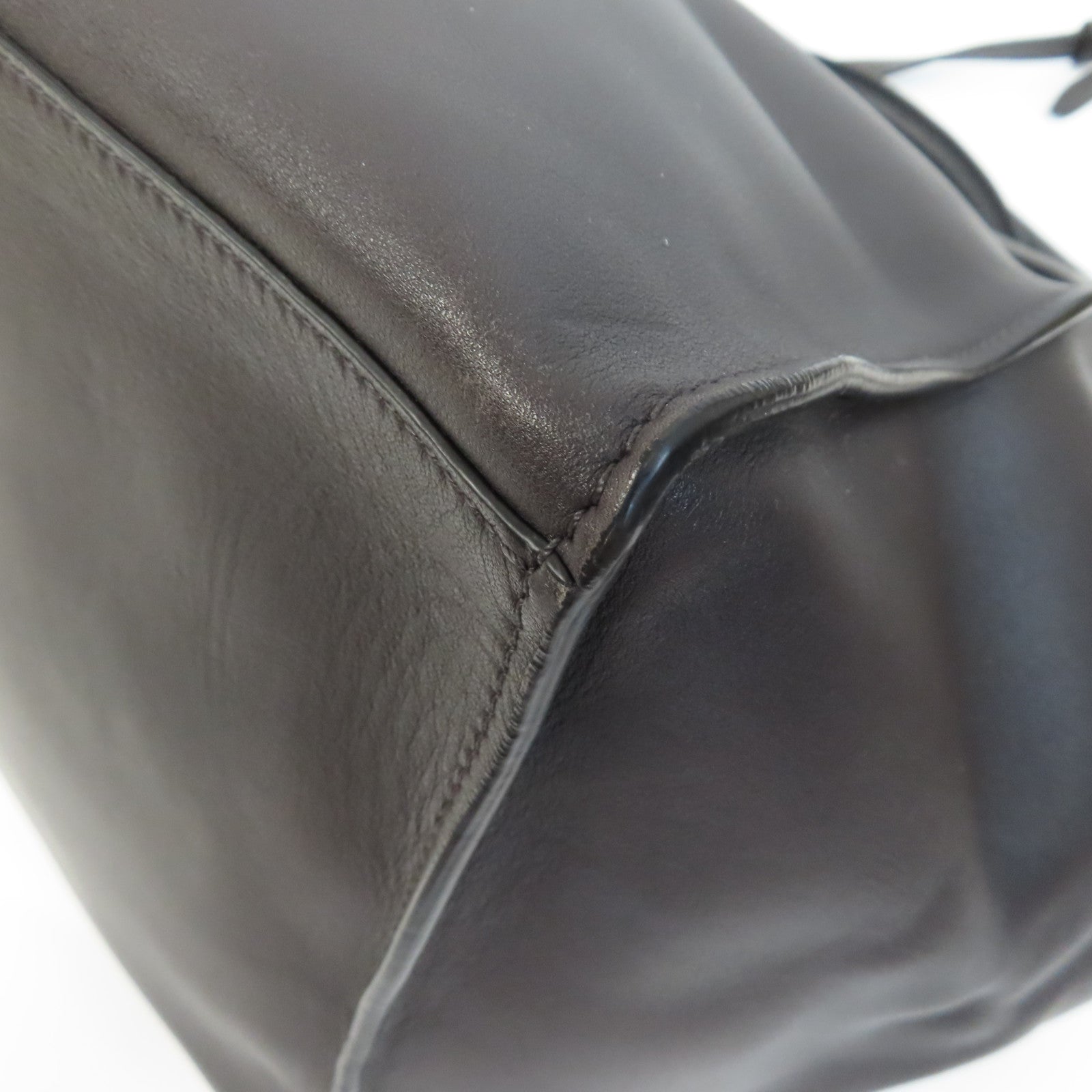 CELINE 牛皮皮革Big Bag銀扣手挽肩背兩用袋深啡色