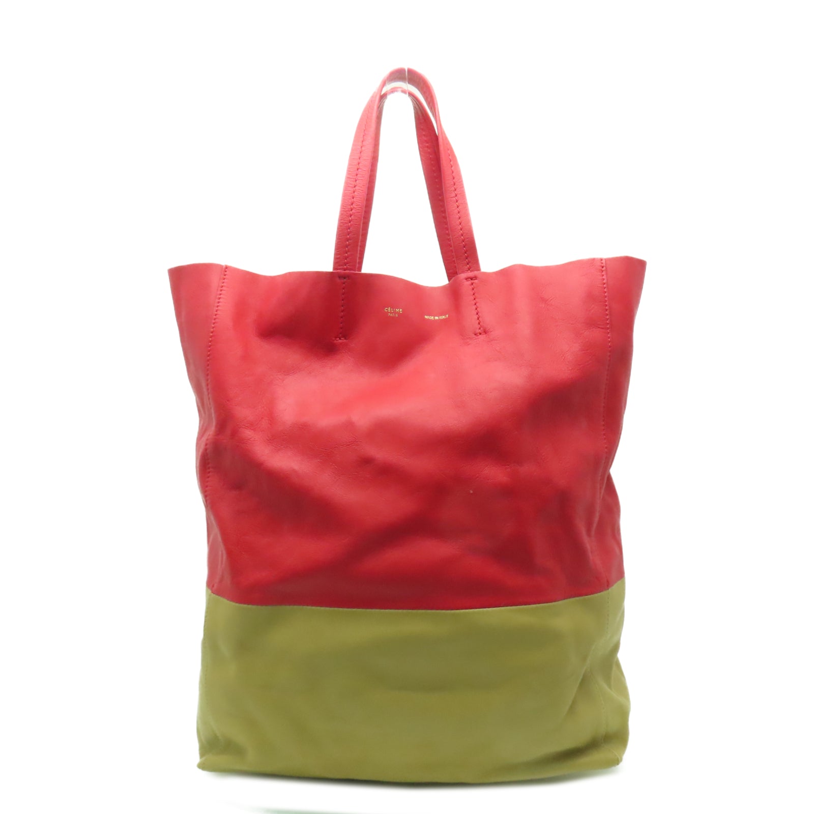 CELINE 【激減優惠】皮革Tote Bag肩背袋杏色/紅色