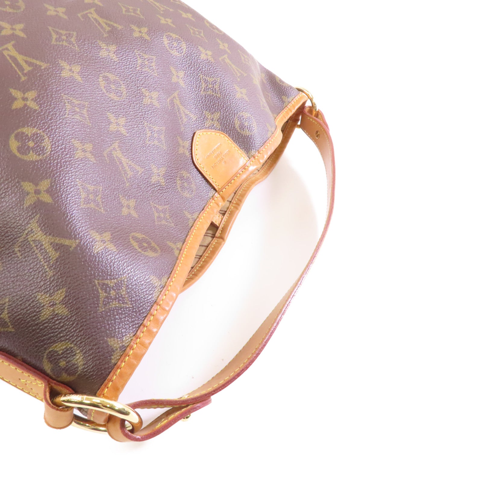 LOUIS VUITTON Monogram Delightful PM金扣肩背袋棕色