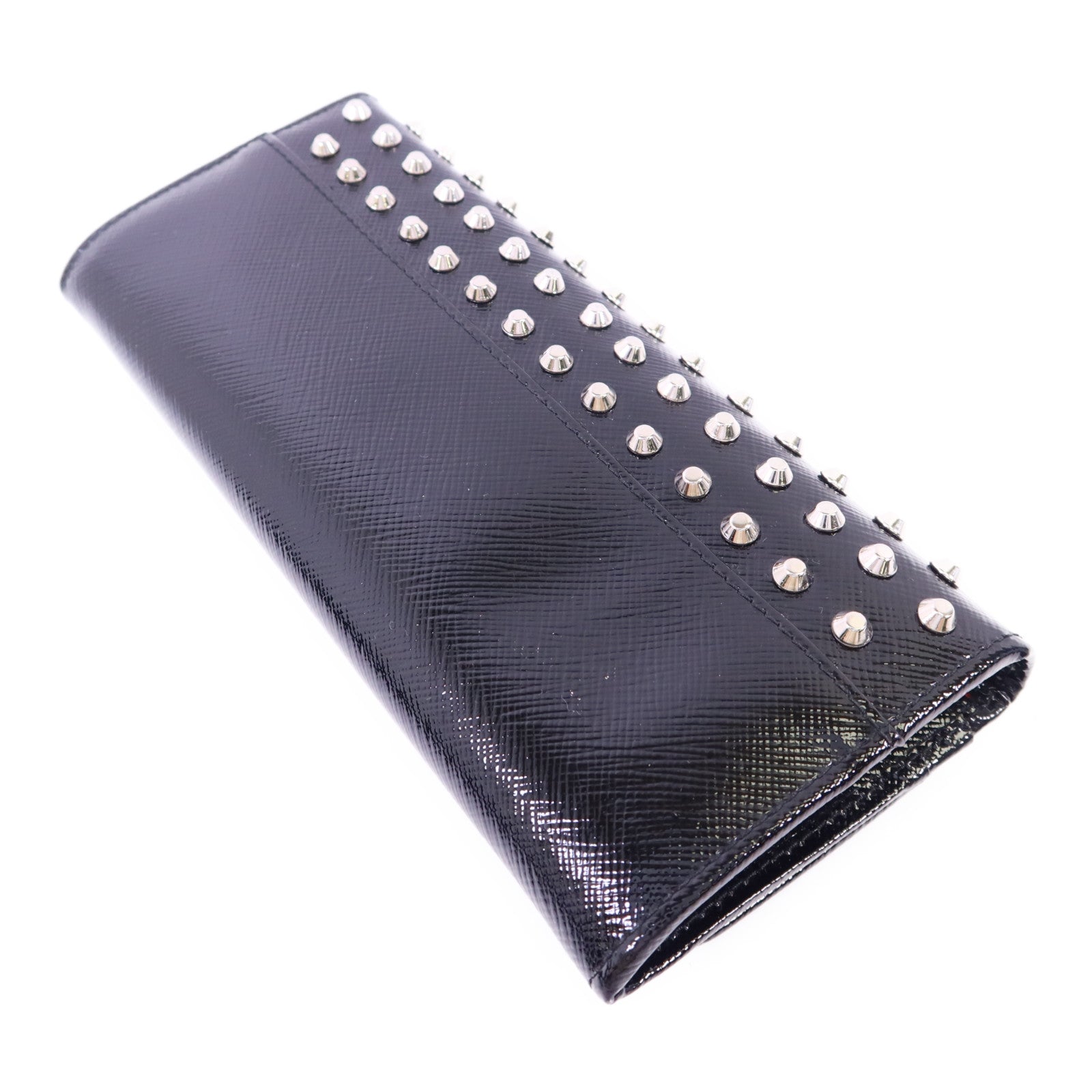 PRADA 漆皮皮革Long Wallet銀扣長錢包