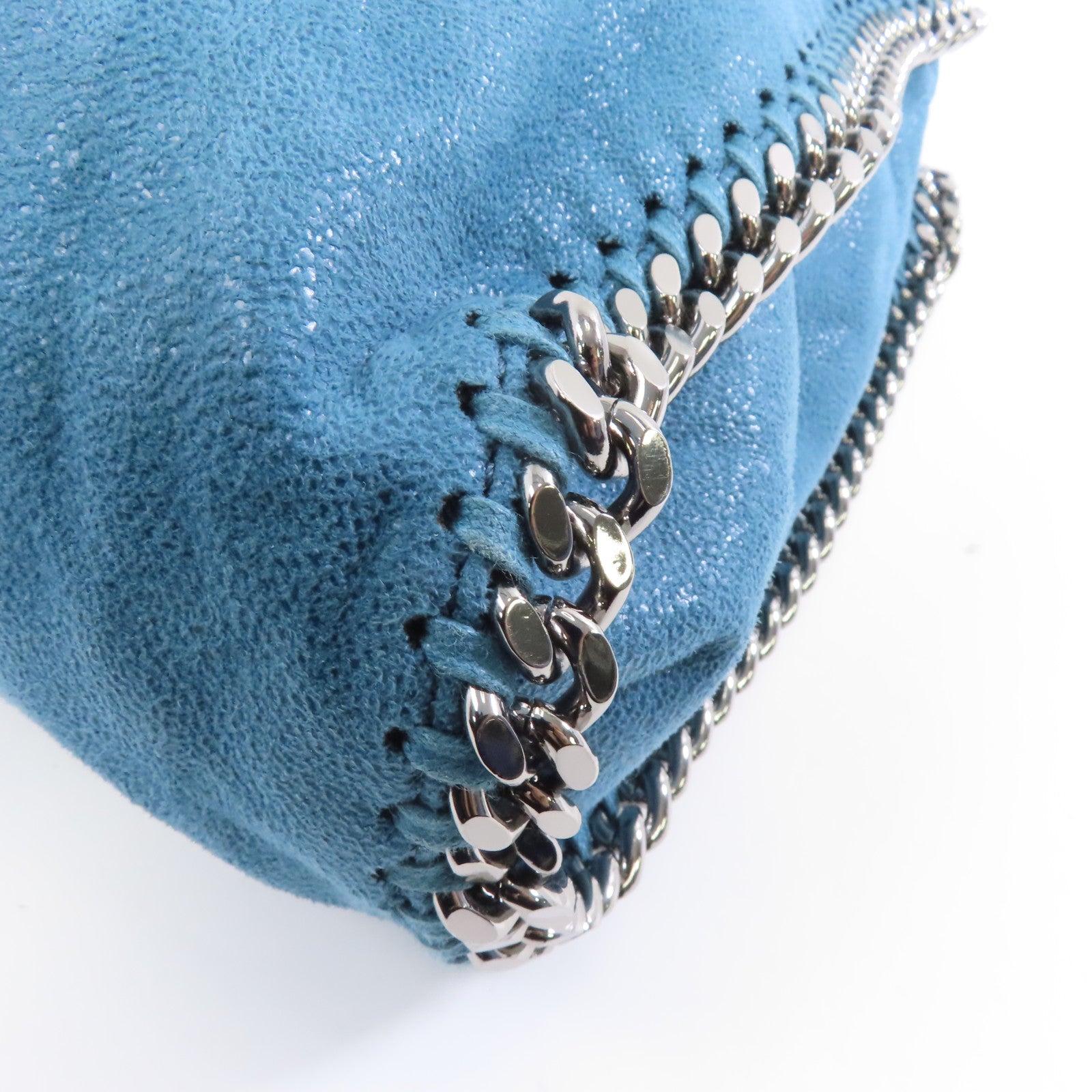 Stella McCartney 聚酯纖維Chain Shoulder銀扣鏈帶手挽肩背兩用袋綠藍色