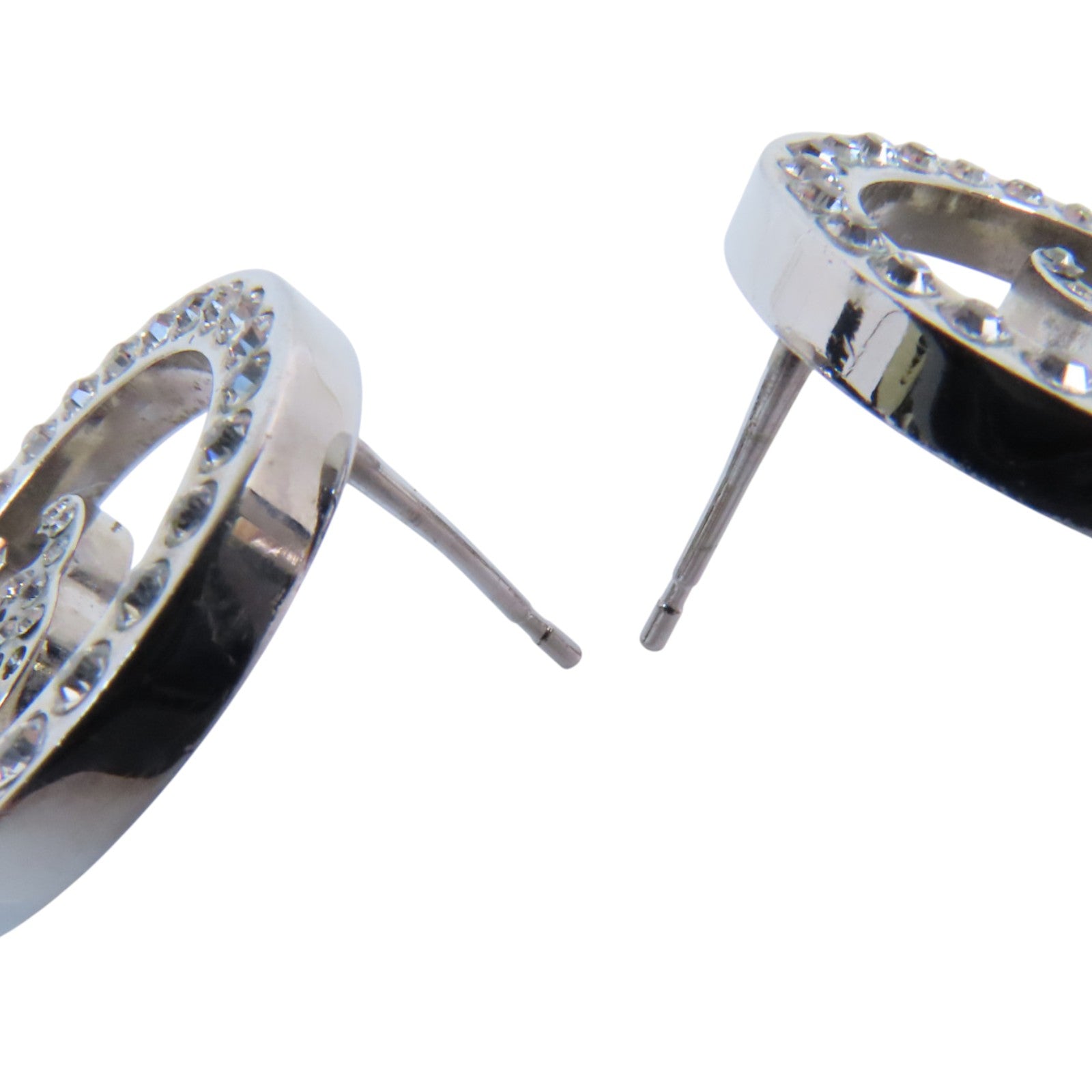 CHANEL 金屬/水鑽Earrings銀扣耳環