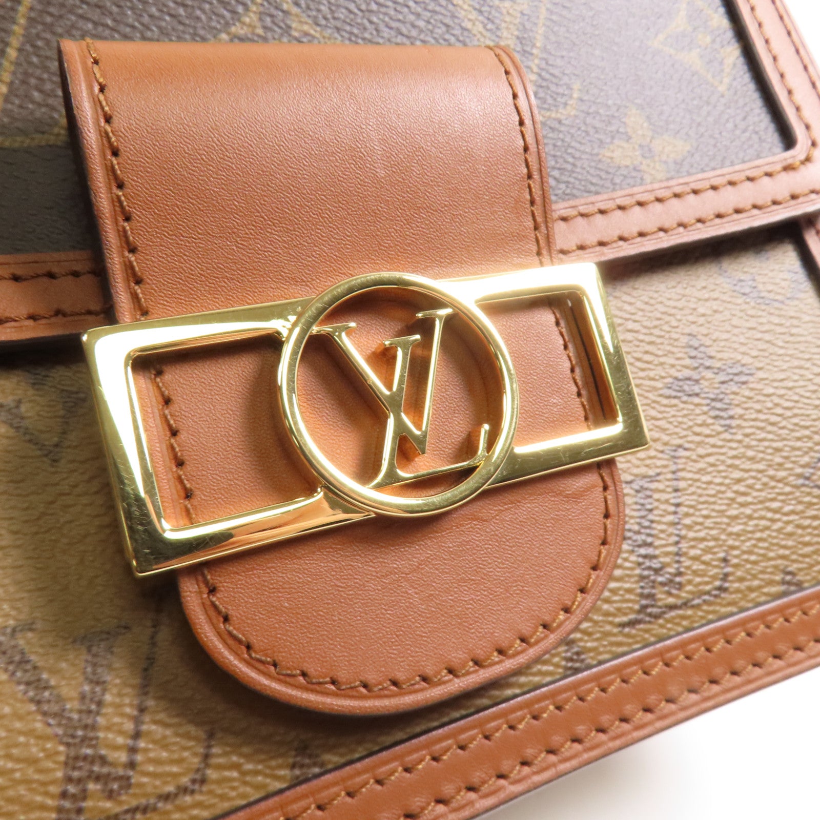 LOUIS VUITTON LV GHW Mini Dauphine Shoulder Bag M44580 Monogram Reverse Brown