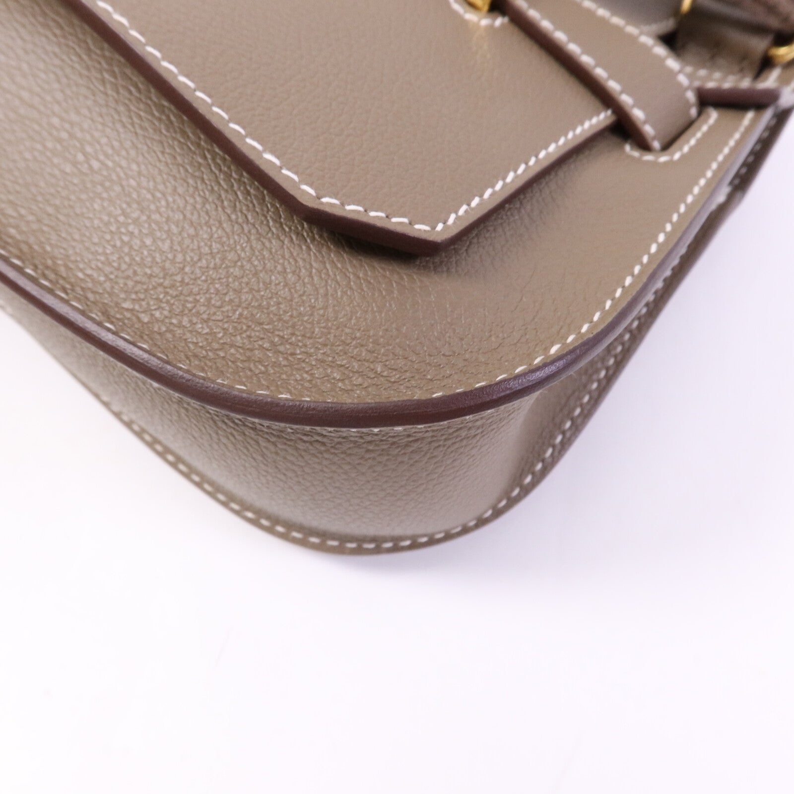 HERMES Evercolor皮革Jypsiere Mini金扣肩背袋Etoupe