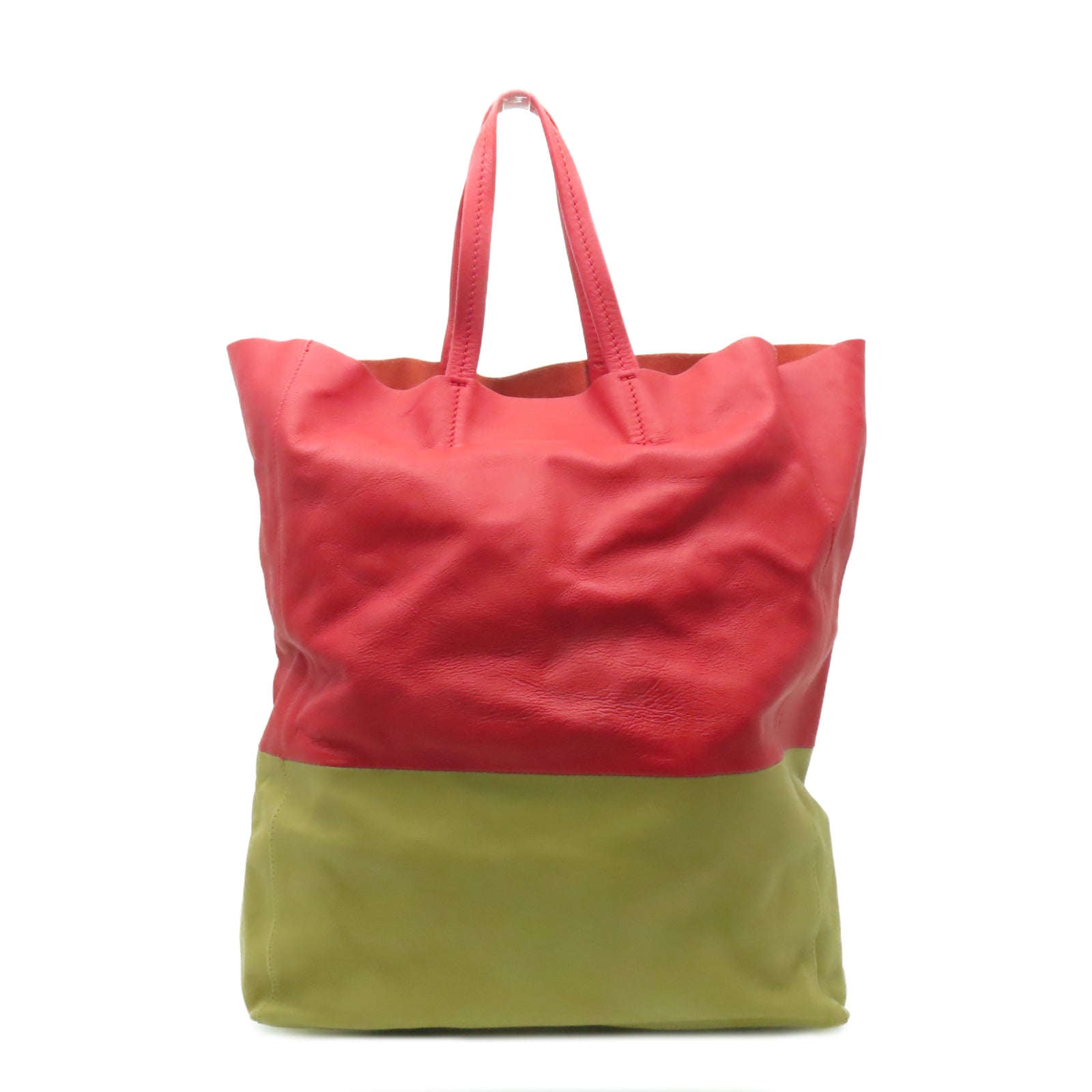 CELINE 【激減優惠】皮革Tote Bag肩背袋杏色/紅色