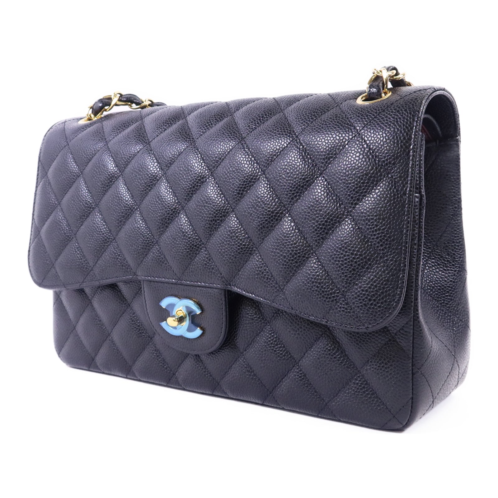 CHANEL 牛皮皮革Large Classic金扣鏈帶肩背袋