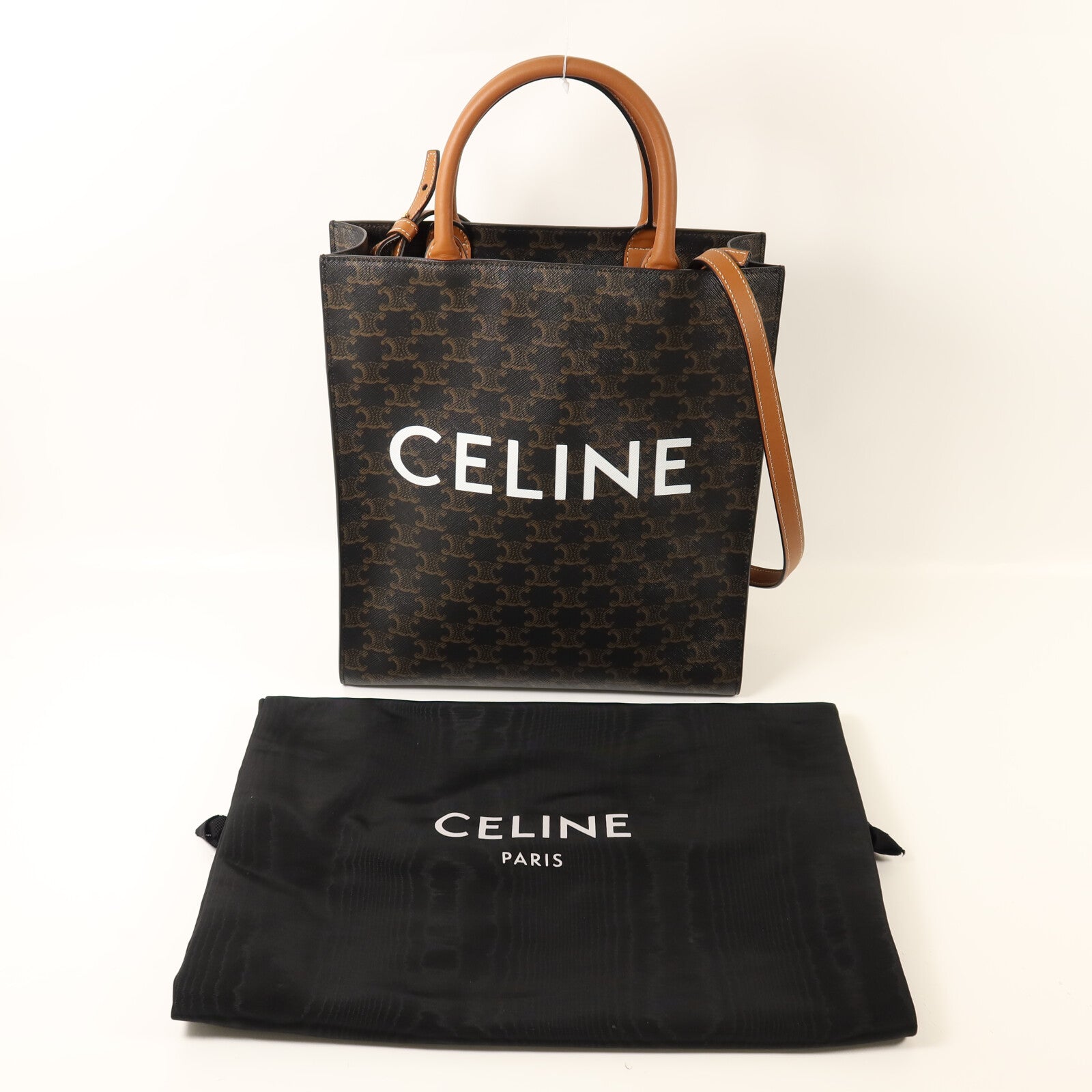 CELINE 【激減優惠】塗層帆布Triomphe Cabas金扣手挽肩背兩用袋