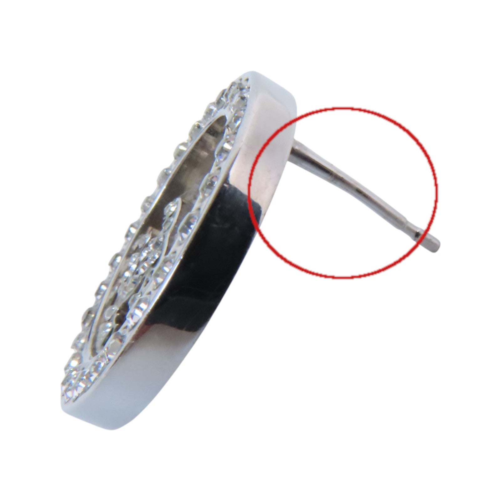 CHANEL 金屬/水鑽Earrings銀扣耳環