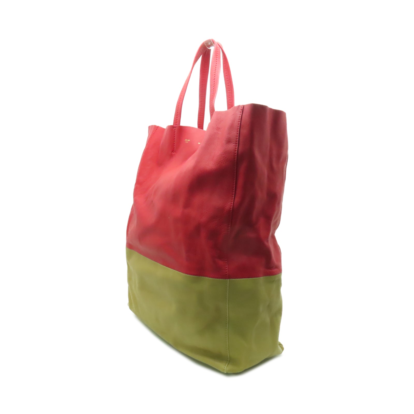 CELINE 【激減優惠】皮革Tote Bag肩背袋杏色/紅色