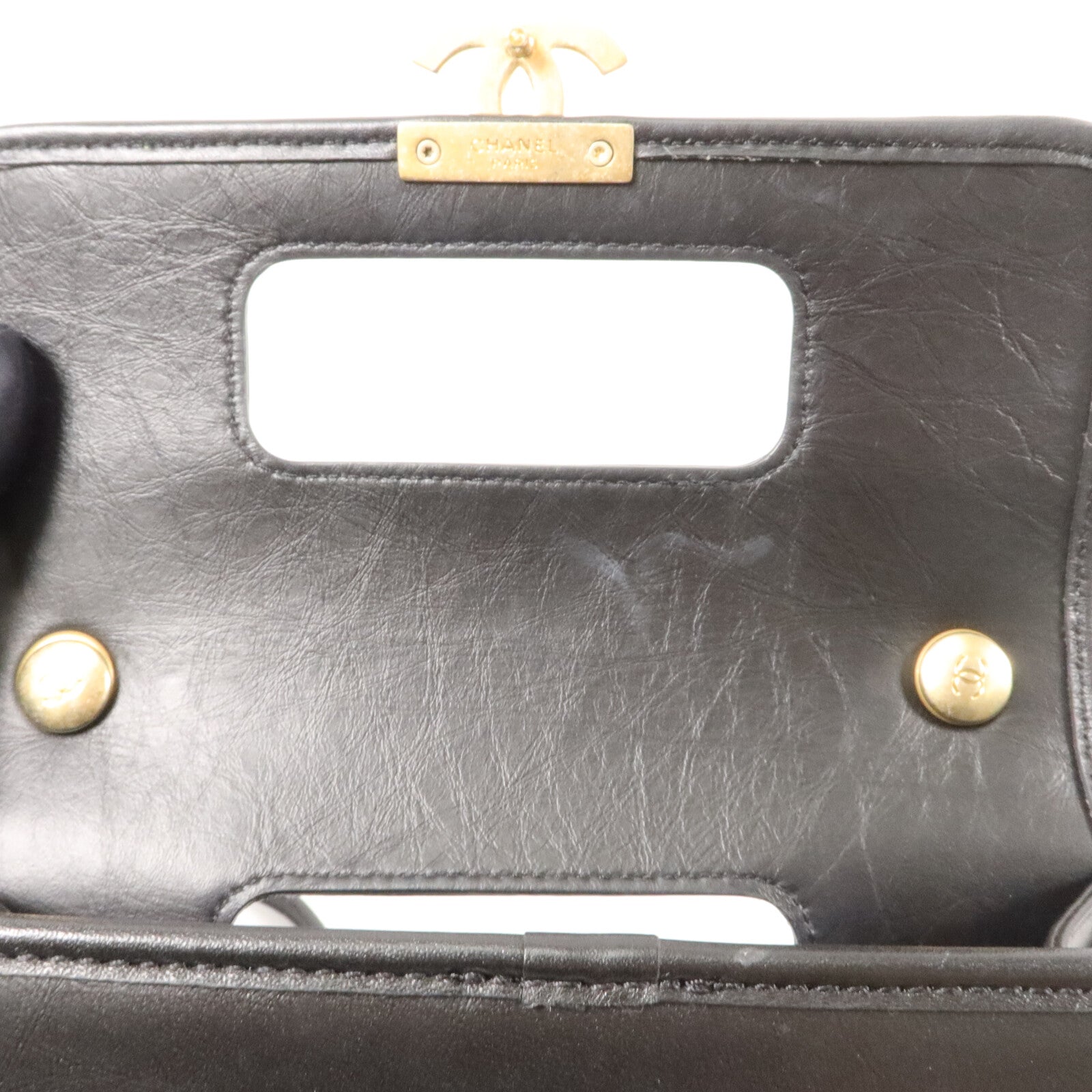 CHANEL 牛皮皮革Mini Flap鏈帶手挽肩背兩用袋