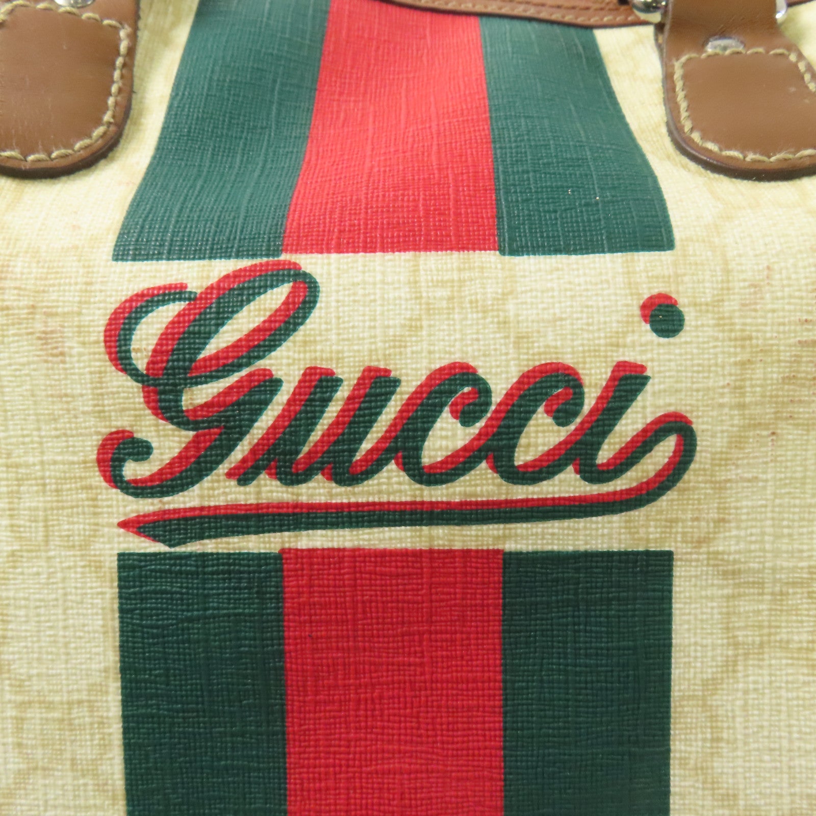 GUCCI 塗層帆布Boston Bag銀扣波士頓包