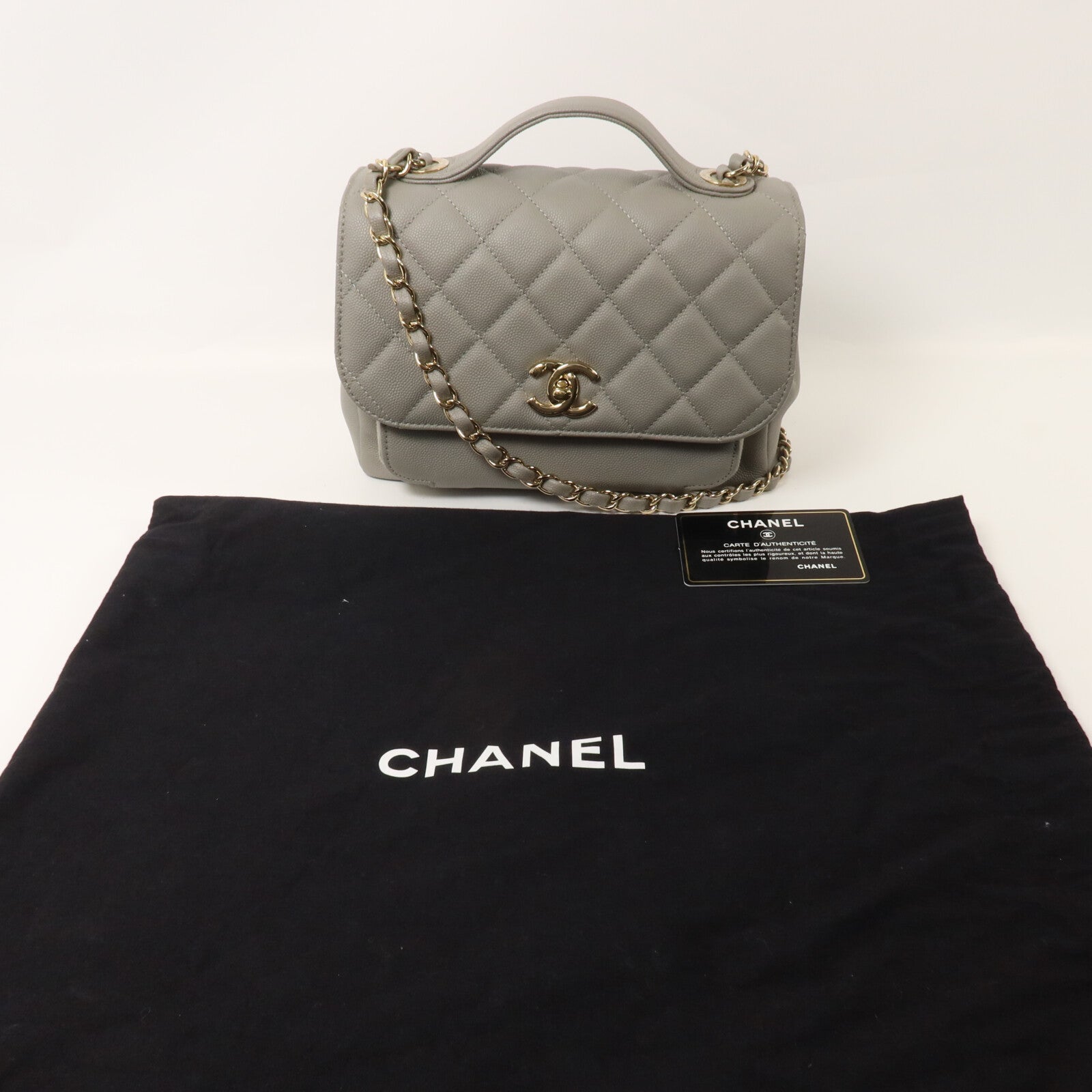 CHANEL 牛皮皮革Business Affinity Small鏈帶手挽肩背兩用袋
