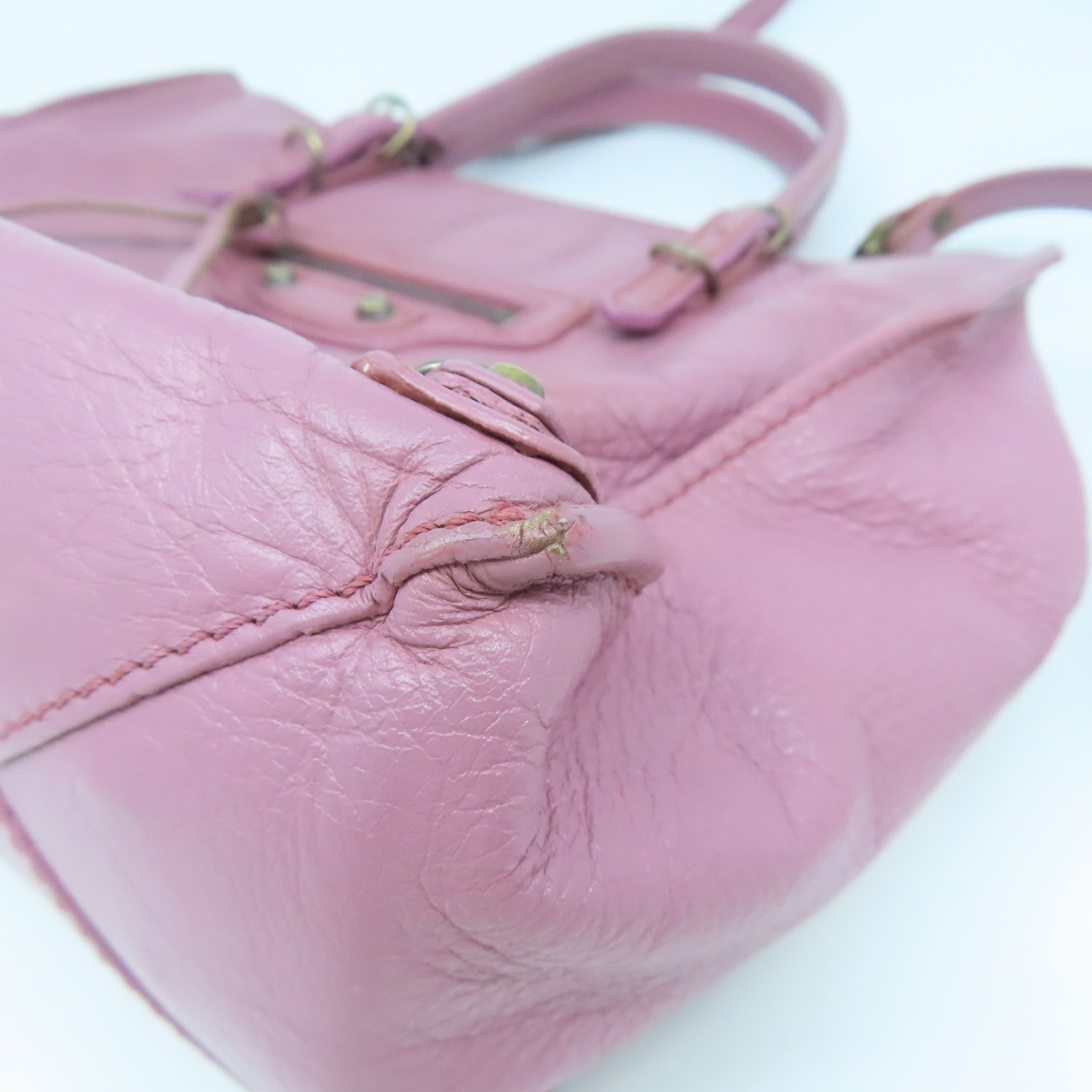 BALENCIAGA 【清倉大減價】羊皮皮革Papier Mini金扣手挽肩背兩用袋粉紅色