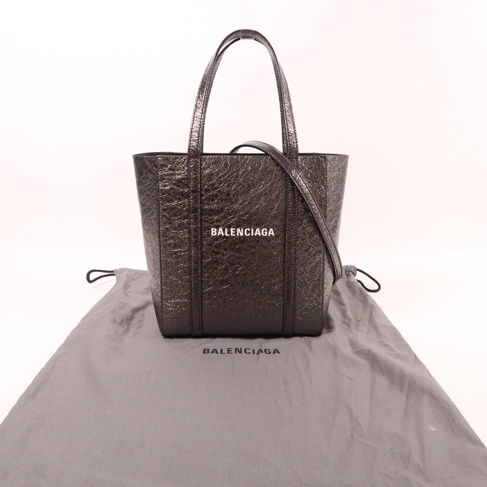 BALENCIAGA 皮革2 Way Shoulder Bag銀扣手挽肩背兩用袋