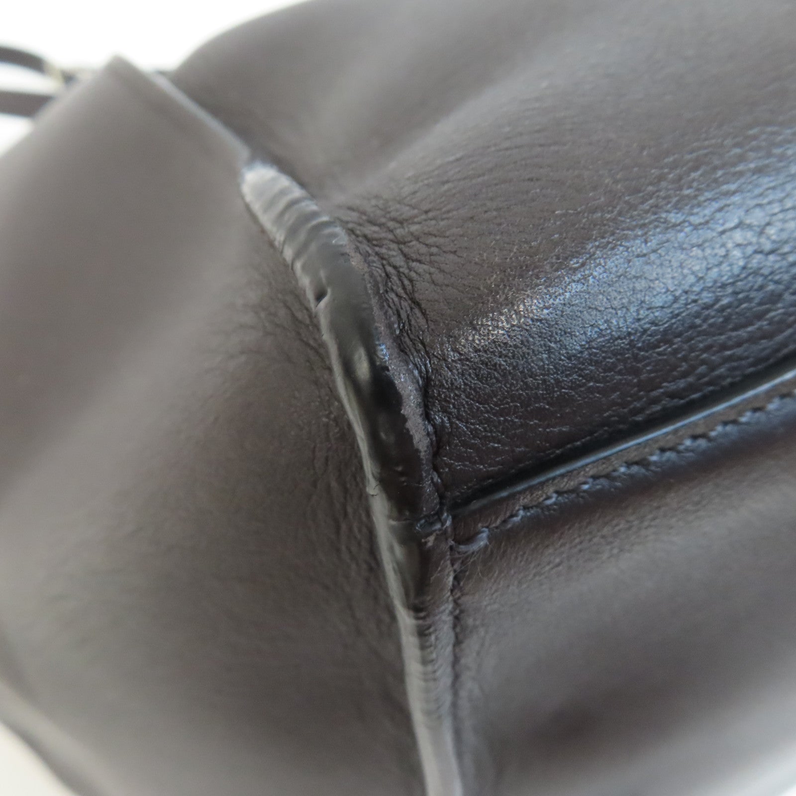 CELINE 牛皮皮革Big Bag銀扣手挽肩背兩用袋深啡色