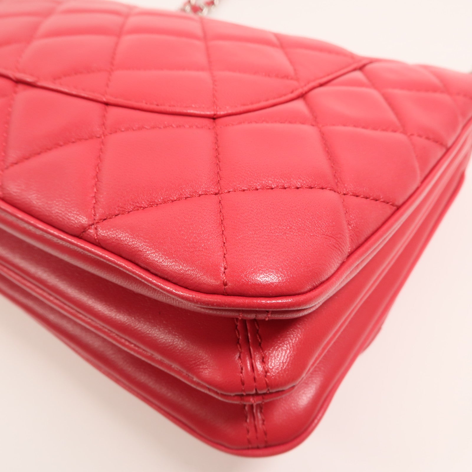CHANEL 羊皮皮革Chain Shoulder Bag銀扣鏈帶肩背袋