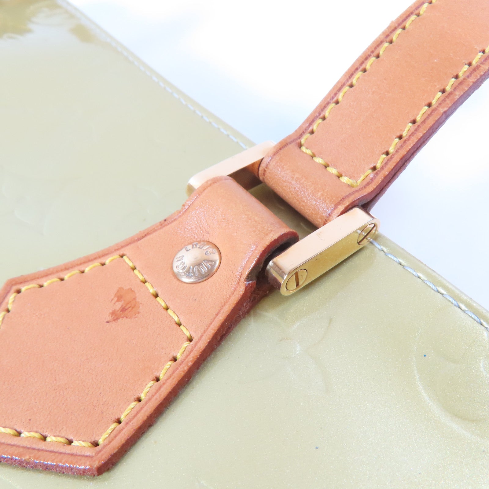 LOUIS VUITTON Vernis Huston金扣手挽袋綠色