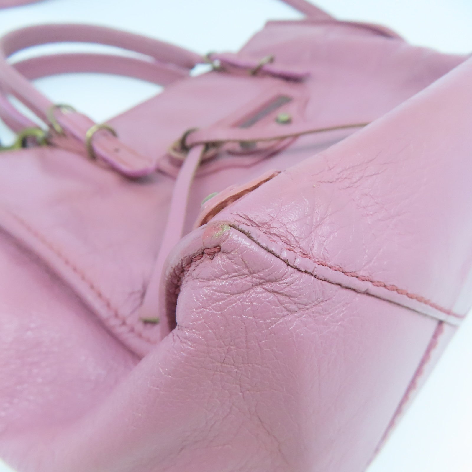 BALENCIAGA 【清倉大減價】羊皮皮革Papier Mini金扣手挽肩背兩用袋粉紅色