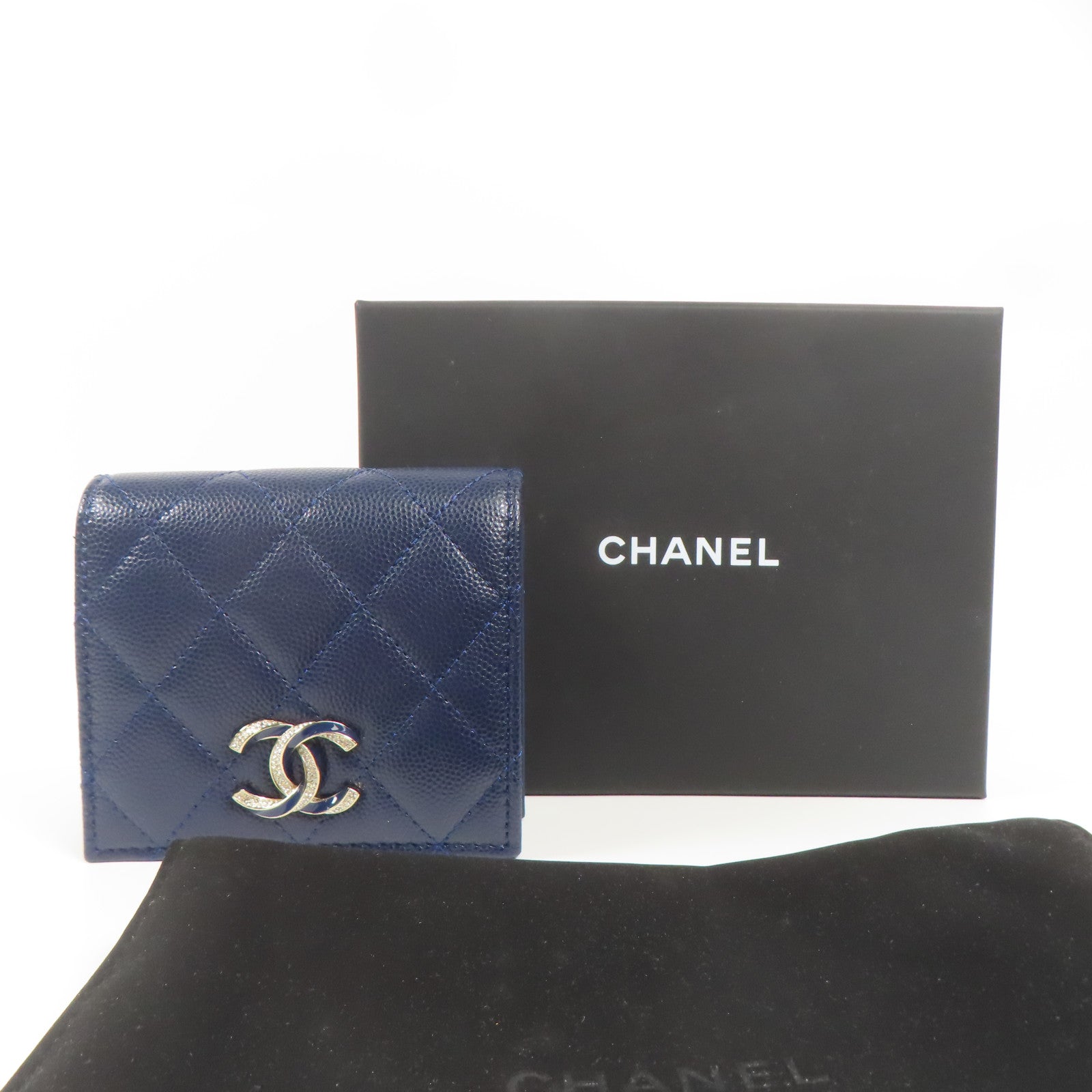 CHANEL 牛皮皮革Wallet銀扣錢包