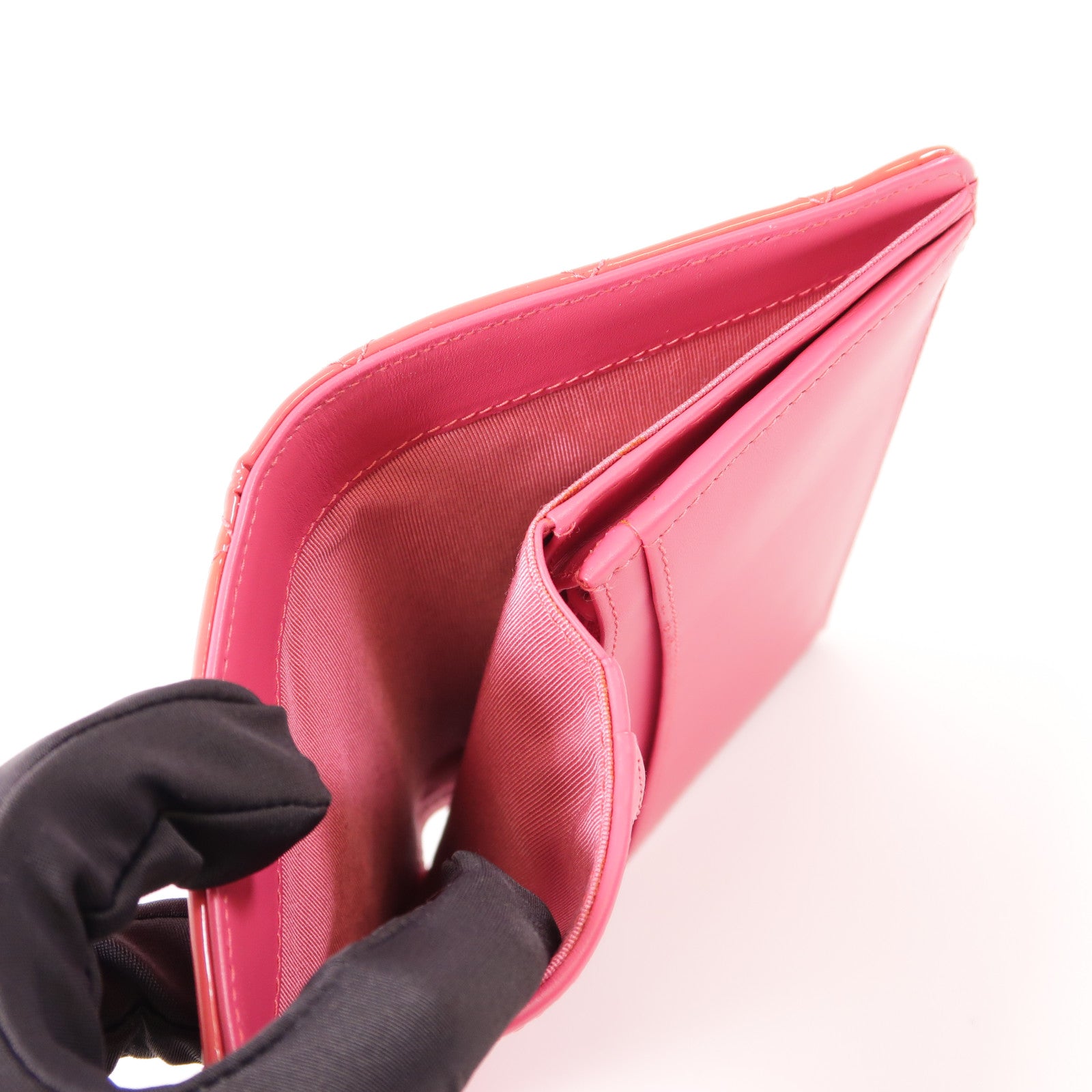 CHANEL 漆皮皮革Long Wallet銀扣長錢包