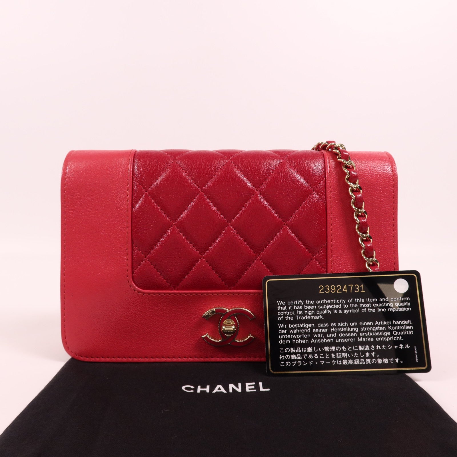 CHANEL 牛皮皮革WOC Wallet On Chain金扣鏈帶肩背袋