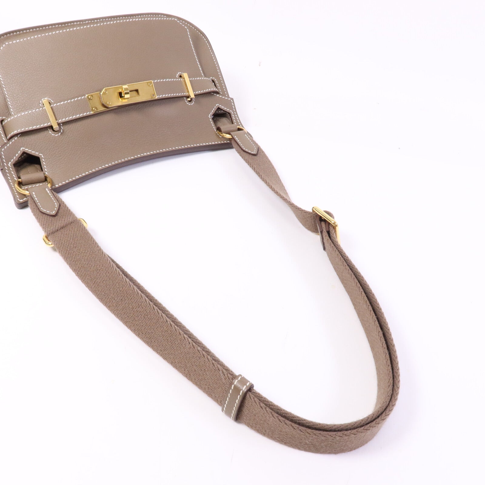 HERMES Evercolor皮革Jypsiere Mini金扣肩背袋Etoupe