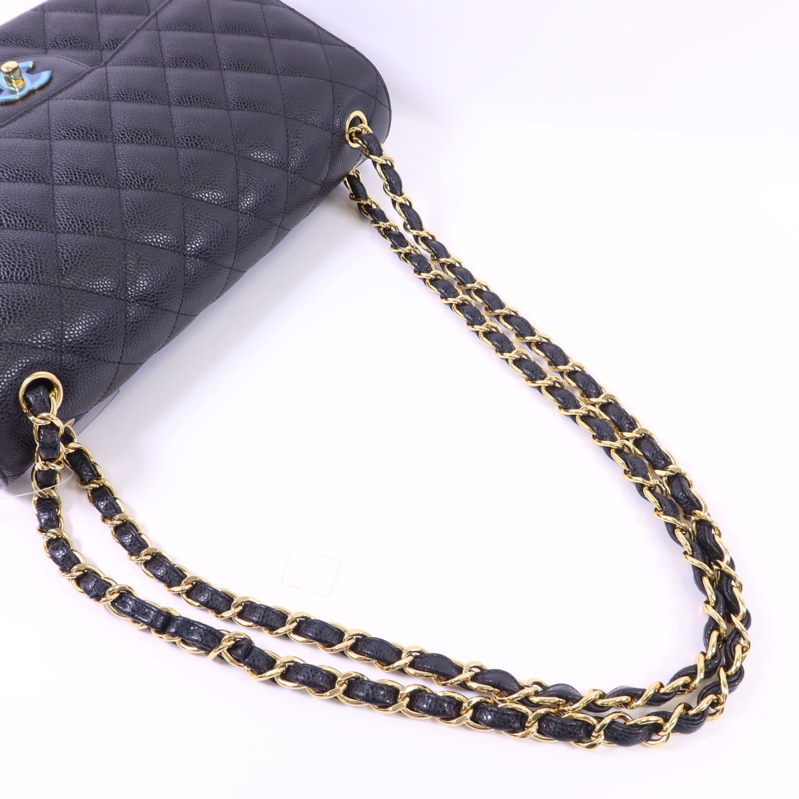CHANEL 牛皮皮革Large Classic金扣鏈帶肩背袋
